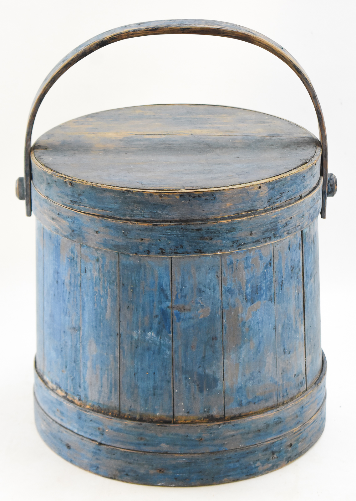 DARK BLUE WOODEN SUGAR BUCKET FIRKIN