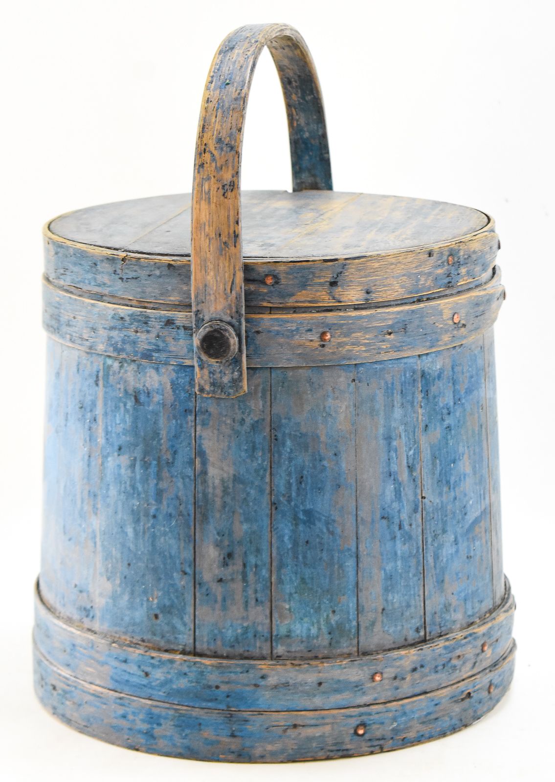 DARK BLUE WOODEN SUGAR BUCKET FIRKIN