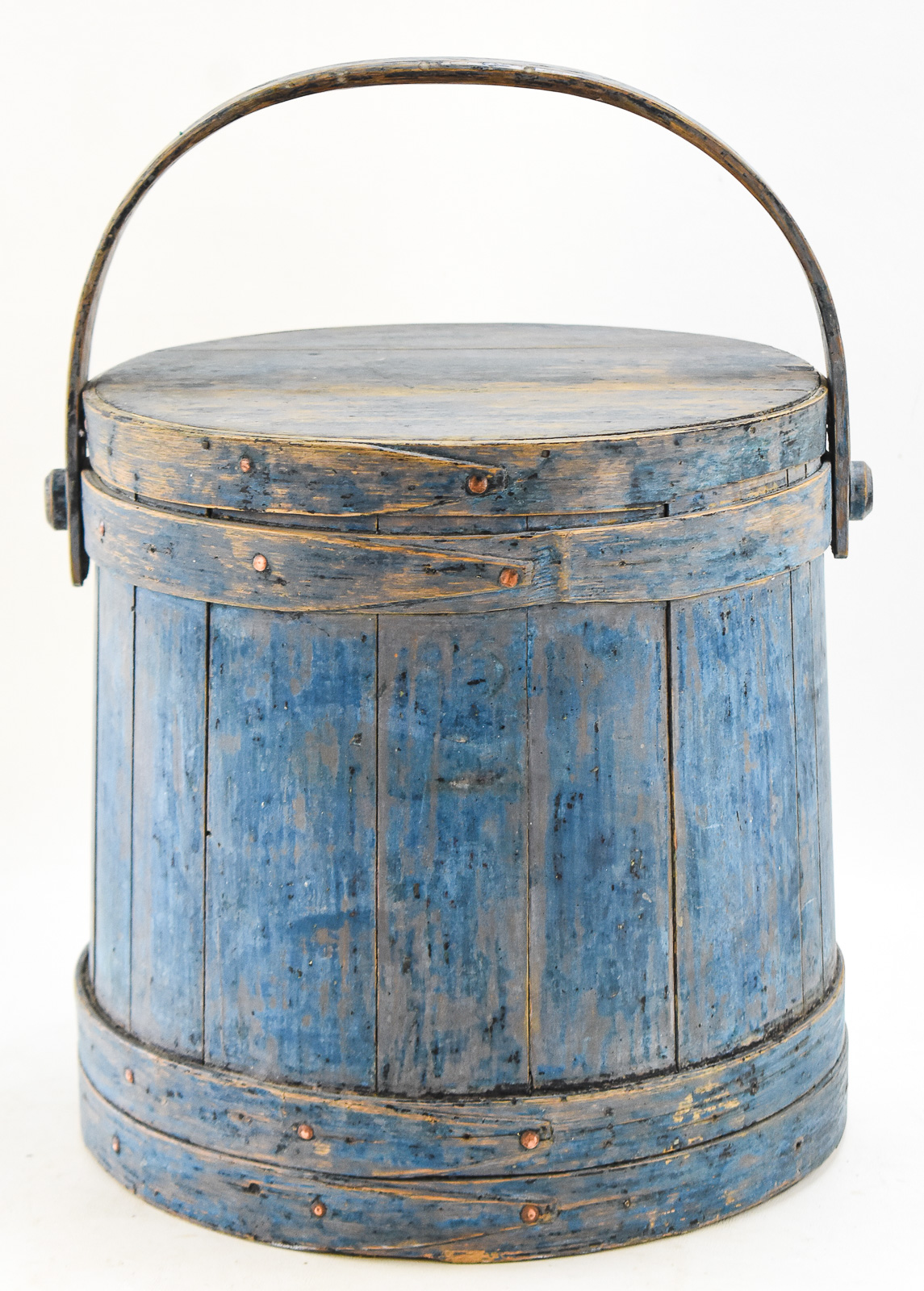 DARK BLUE WOODEN SUGAR BUCKET FIRKIN