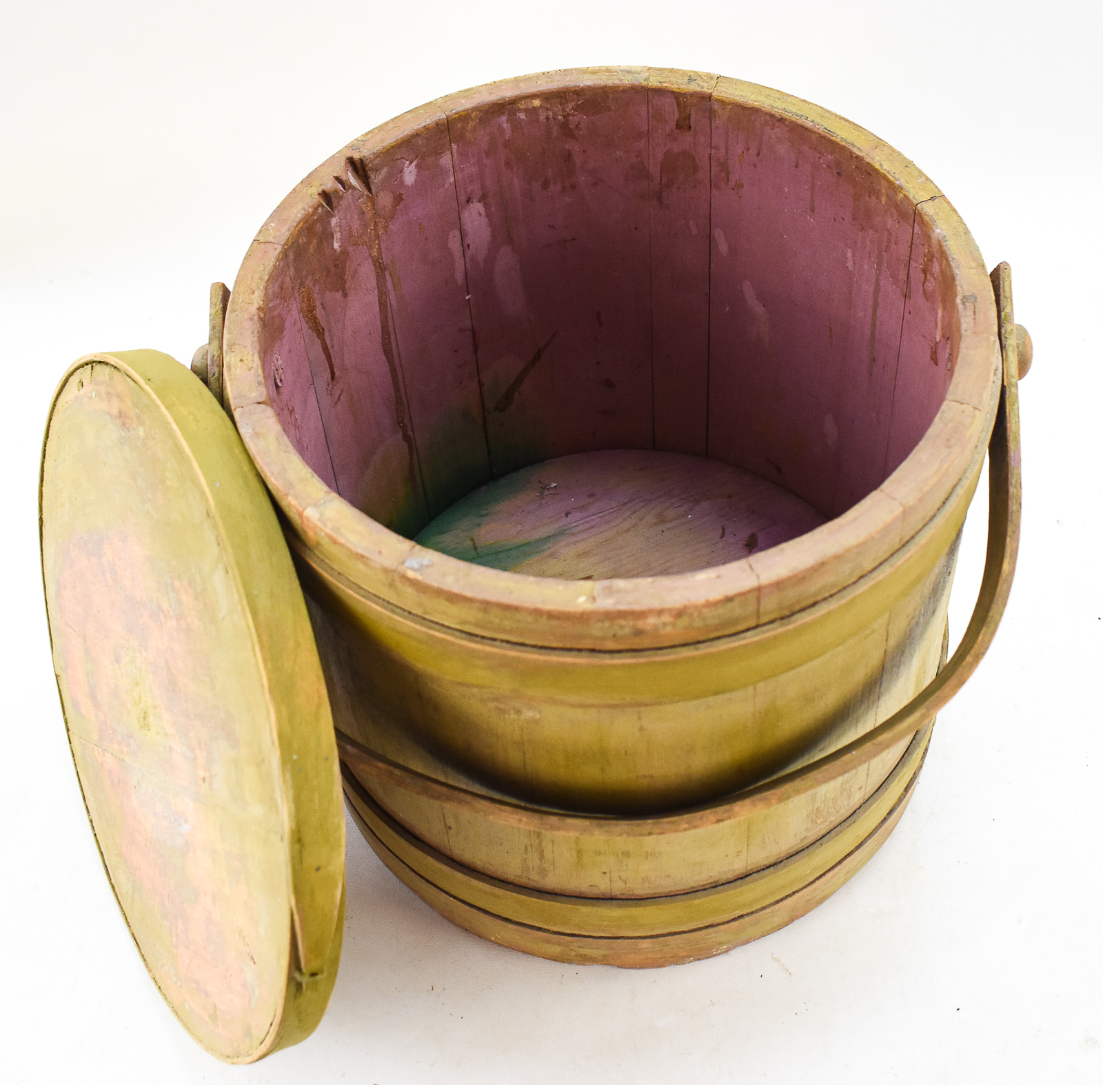 BEIGE WOODEN SUGAR BUCKET FIRKIN