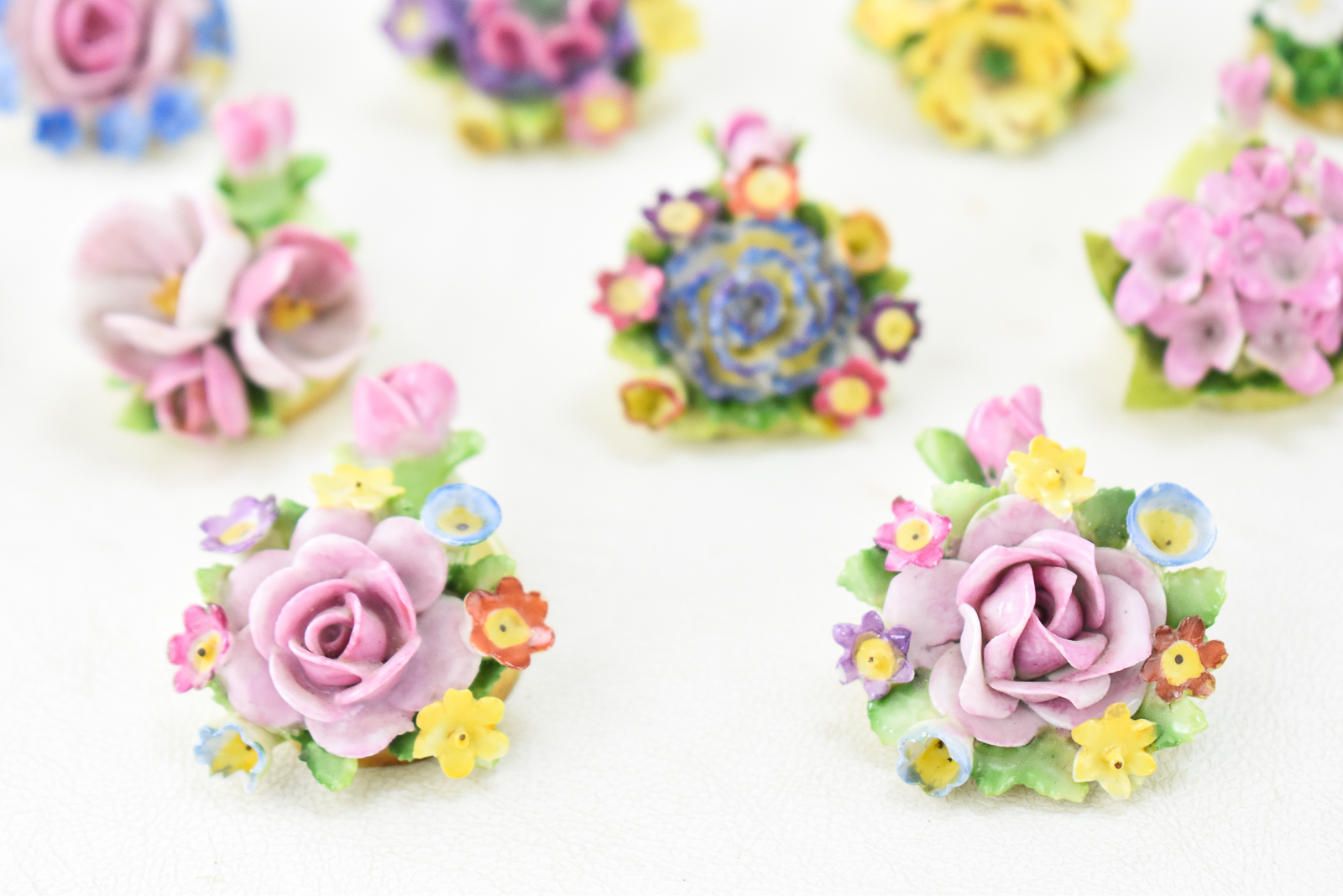 GERMAN CERAMIC FLORAL CARD HOLDERS