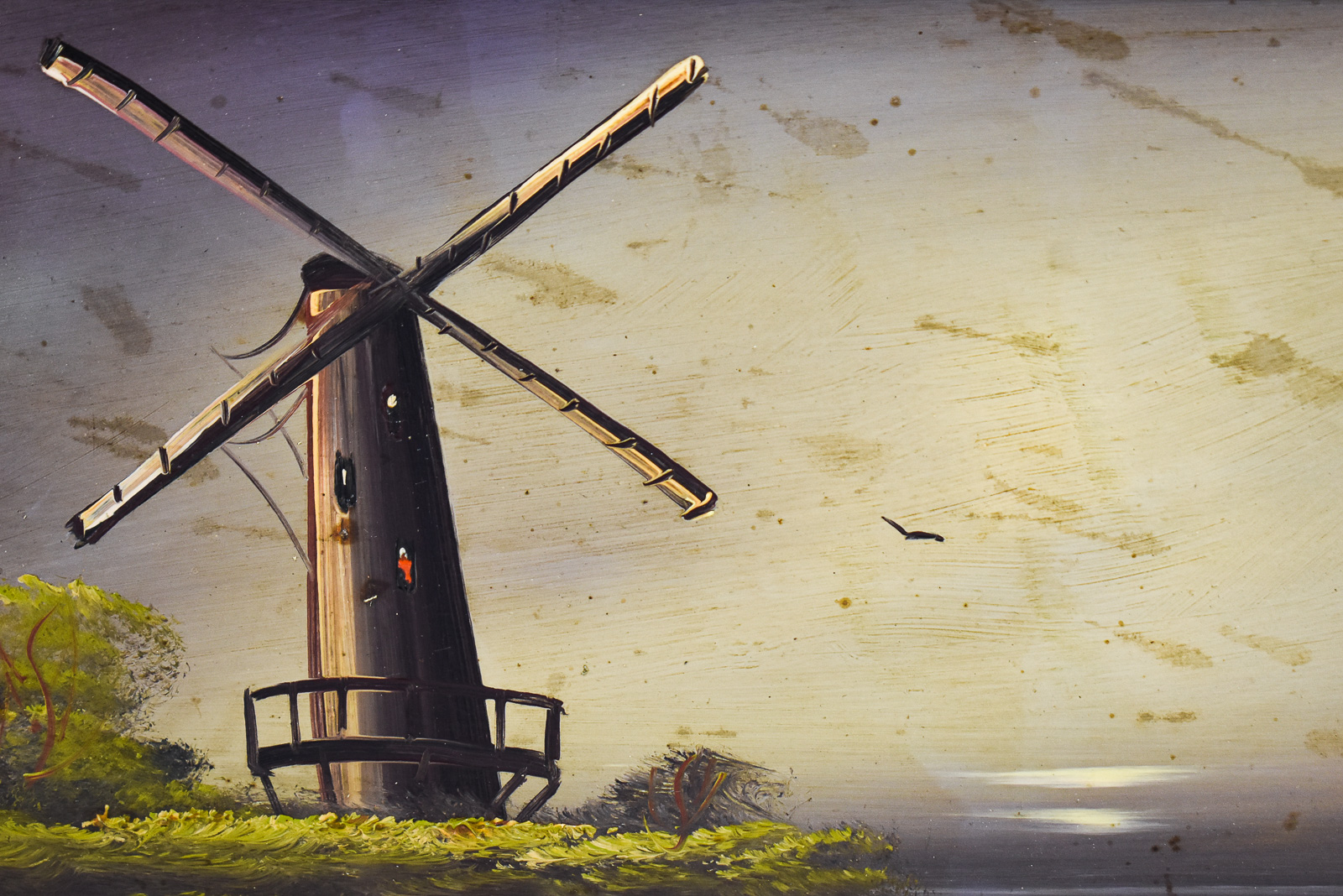 HARRY LEONARD LOPP 'WINDMILL AT SUNSET' OIL PAINTING