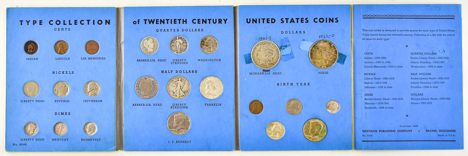 WHITMAN NO. 9046 COMPLETE TYPE COLLECTION OF 20TH CENTURY