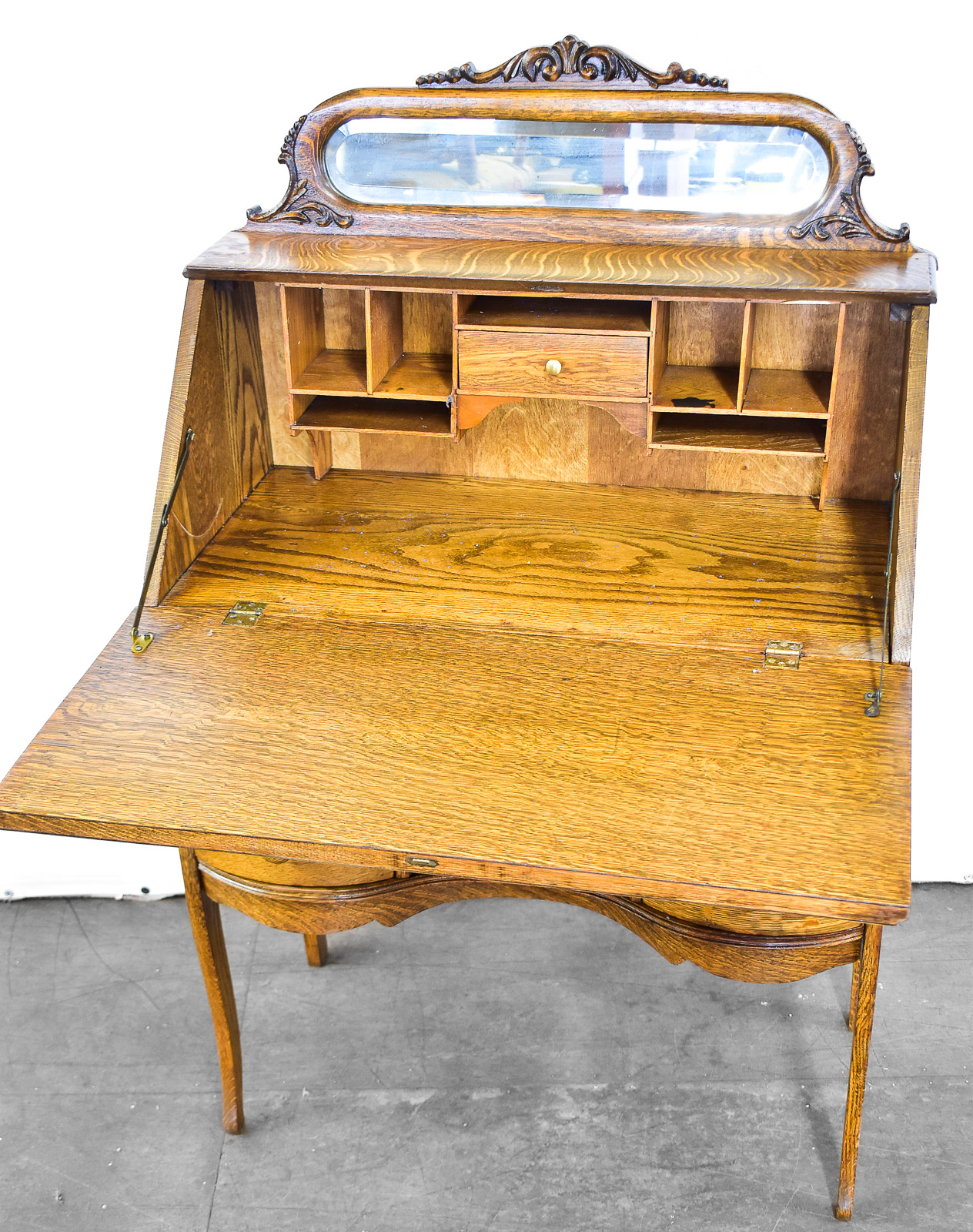 TIGER OAK SLANT FRONT SECRETARY DESK