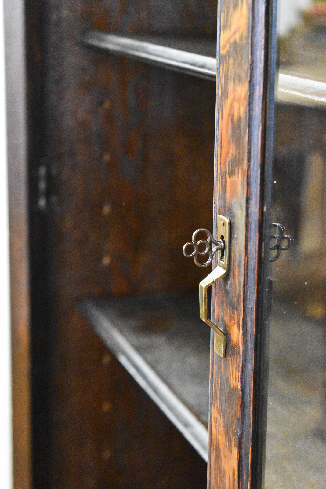 EDWARDIAN OAK DOUBLE-DOOR DISPLAY BOOKCASE