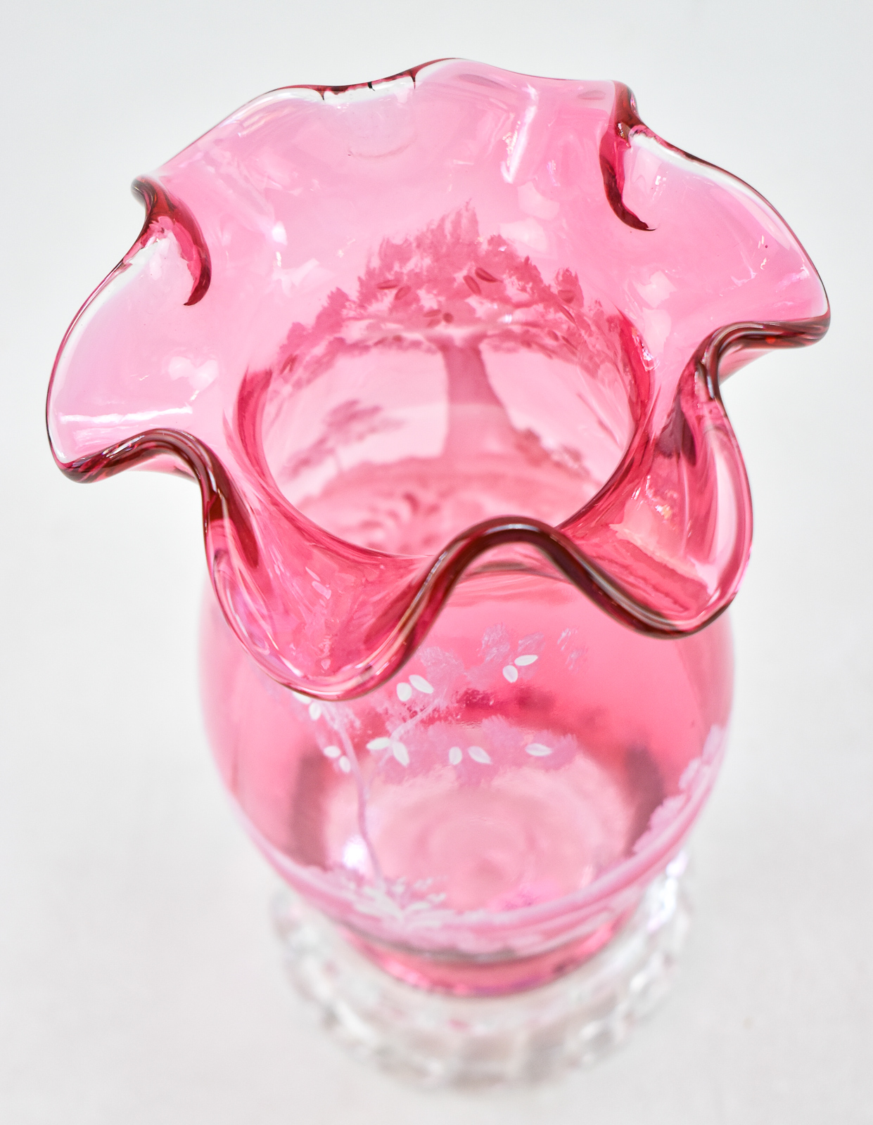 FENTON MARY GREGORY ART GLASS VASE; LITTLE DRUMMER BOY