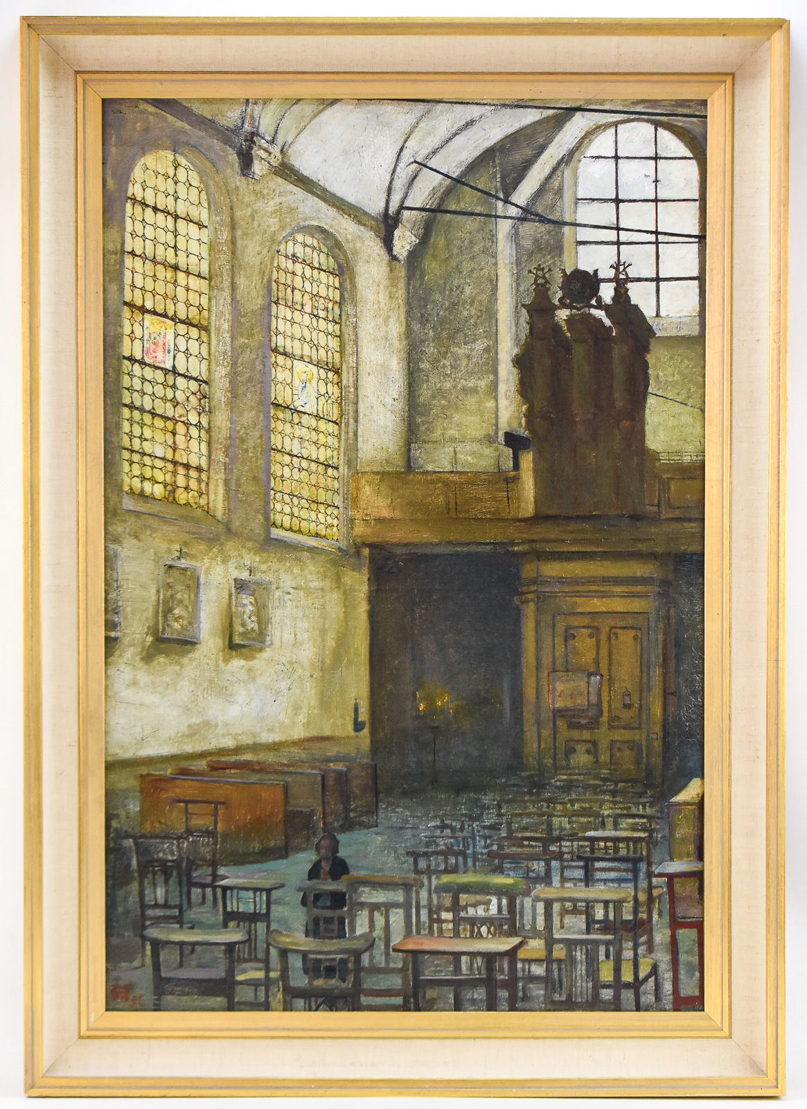 HENRI OTTEVAERE "CHURCH SCENE" OIL PAINTING