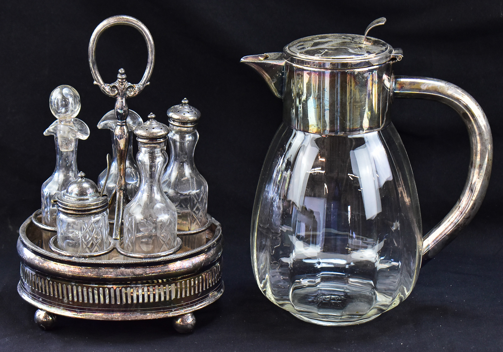 EISENBERG-LOZANO CARAFE AND VICTORIAN CRUET SET