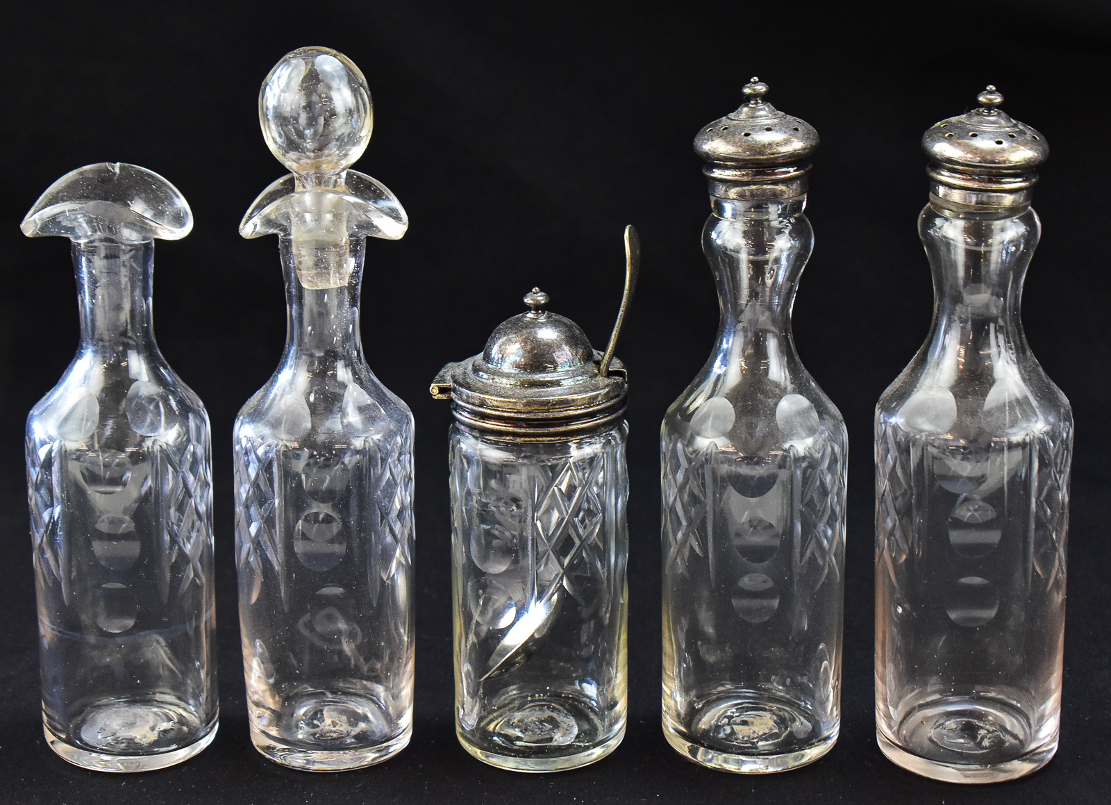 EISENBERG-LOZANO CARAFE AND VICTORIAN CRUET SET