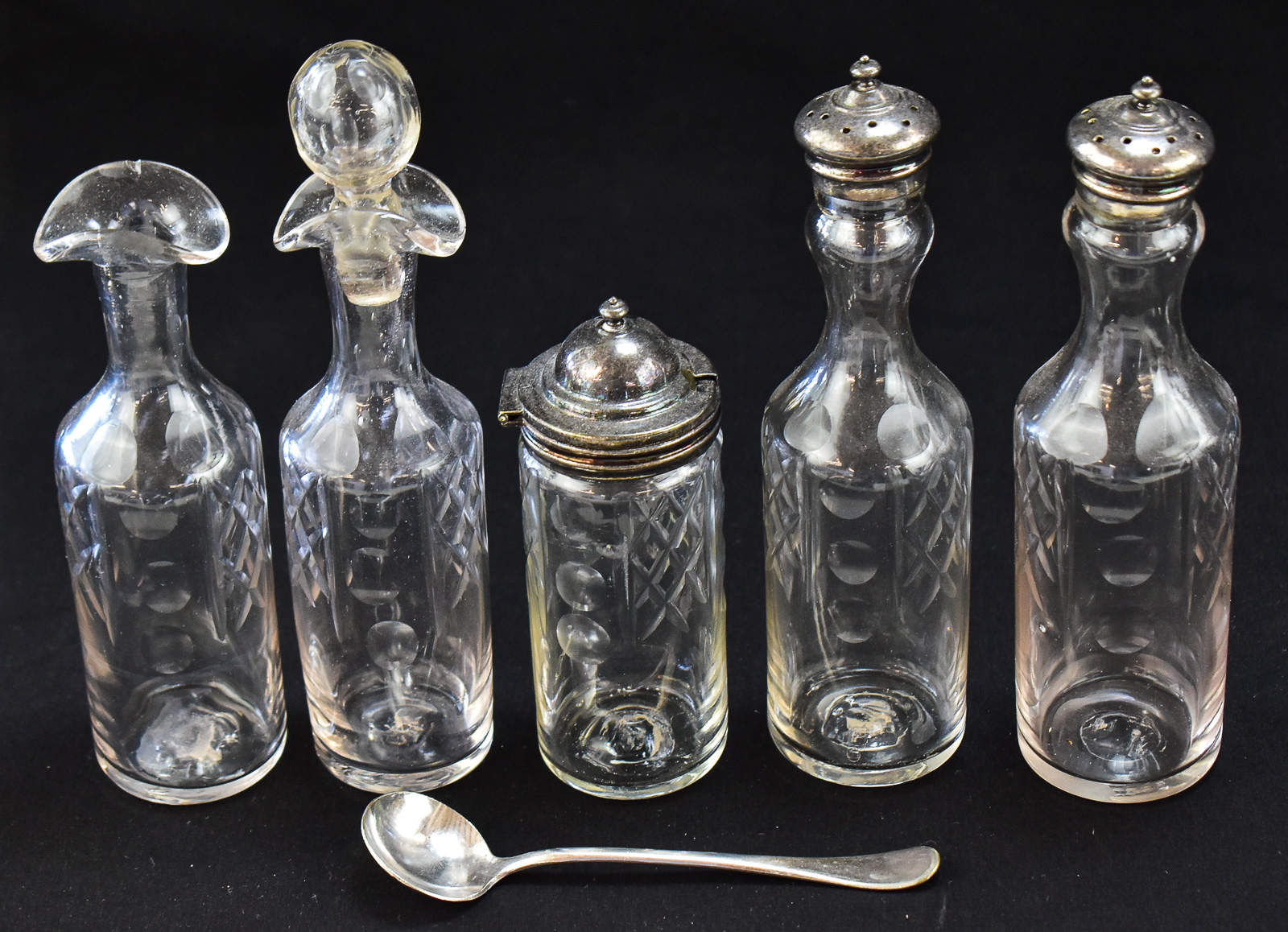 EISENBERG-LOZANO CARAFE AND VICTORIAN CRUET SET