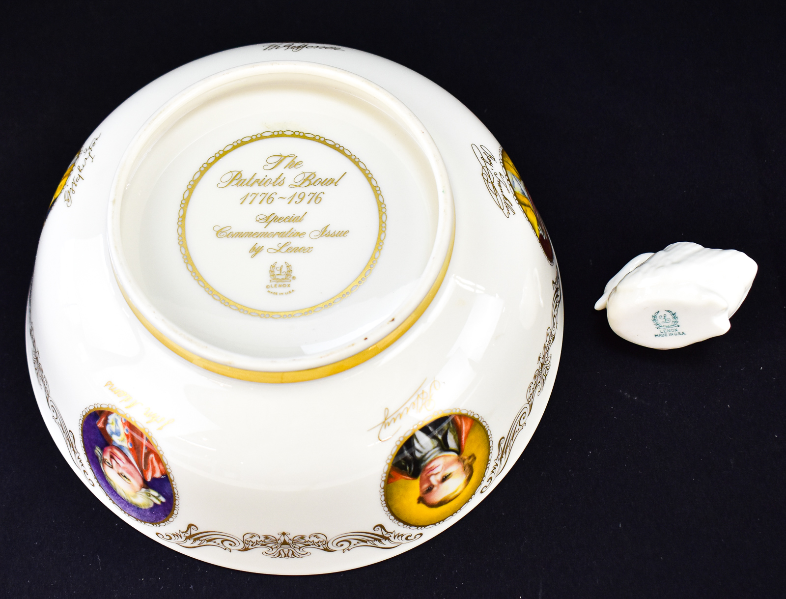 LENOX "PATROITS" BOWL AND SWAN SALT DIP