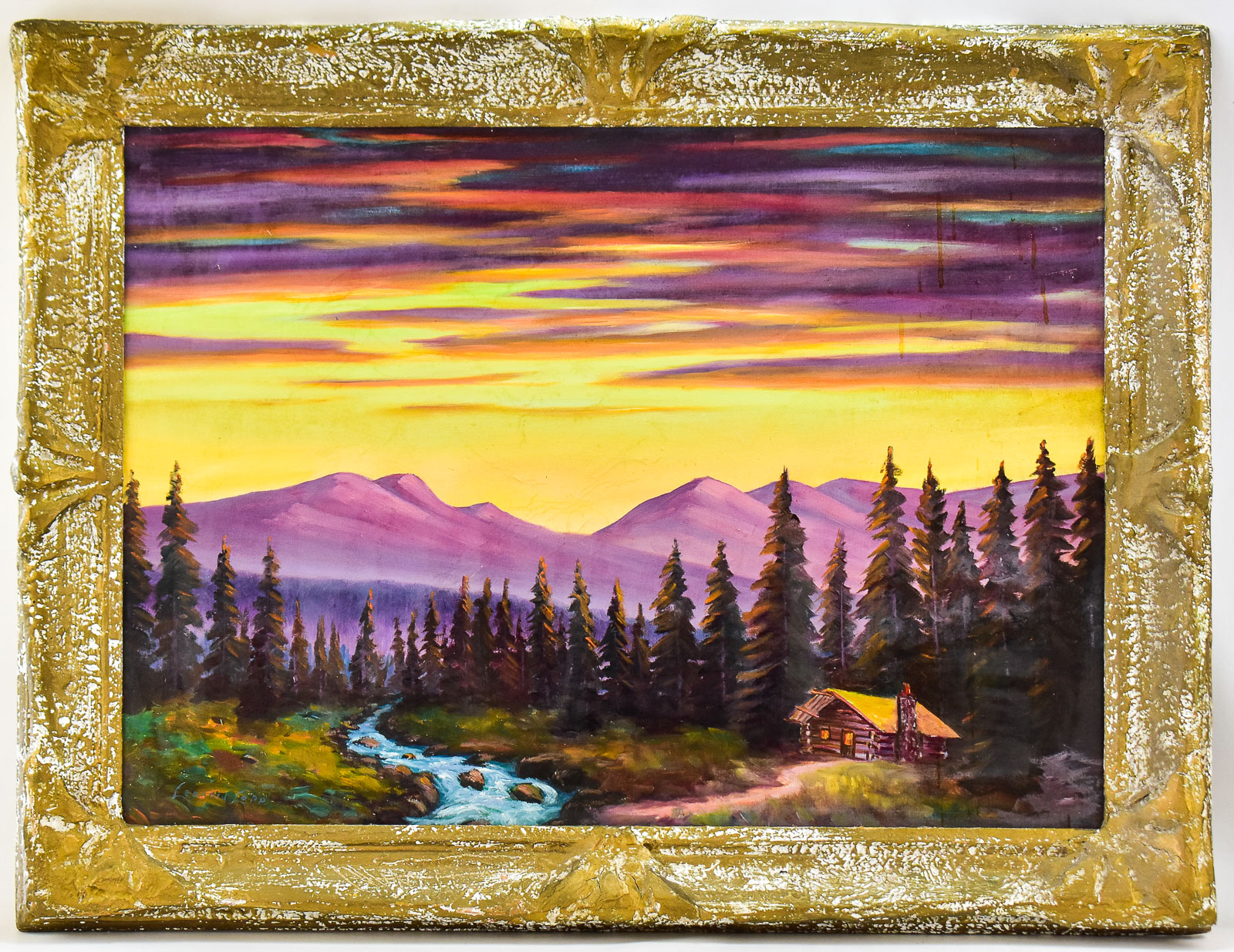 HARRY LEONARD LOPP 'SUNSET MOUNTAINSCAPE' OIL PAINTING