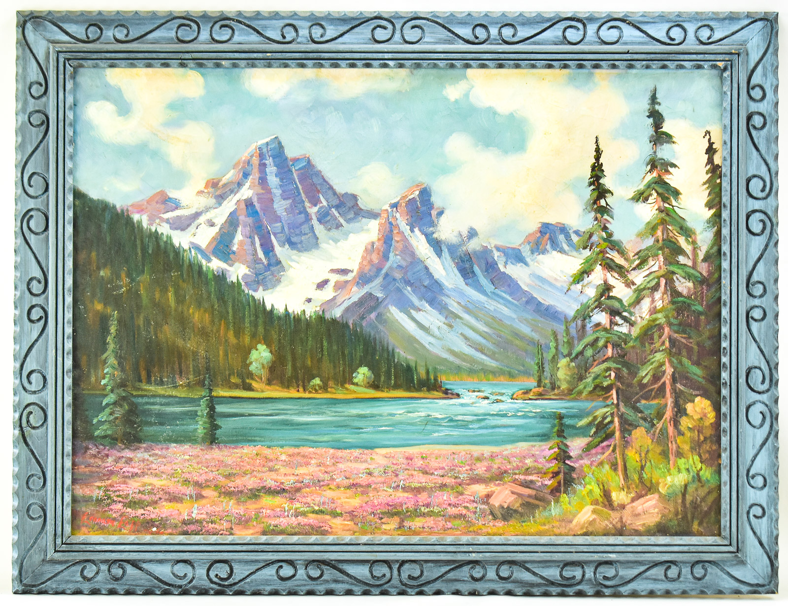 HARRY LEONARD LOPP "STANLEY PEAKS, IDAHO" OIL PAINTING