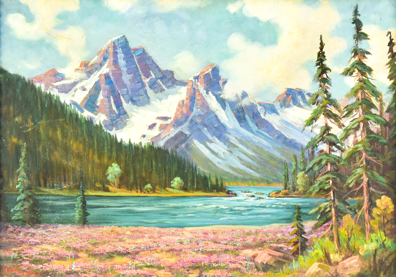 HARRY LEONARD LOPP "STANLEY PEAKS, IDAHO" OIL PAINTING