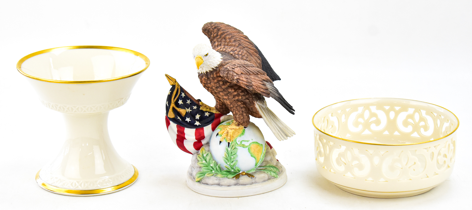 LENOX TRACERY COLLECTION PEDESTAL & CENTERPIECE BOWL, & LENOX "SPIRIT OF PEACE" FIGURINE
