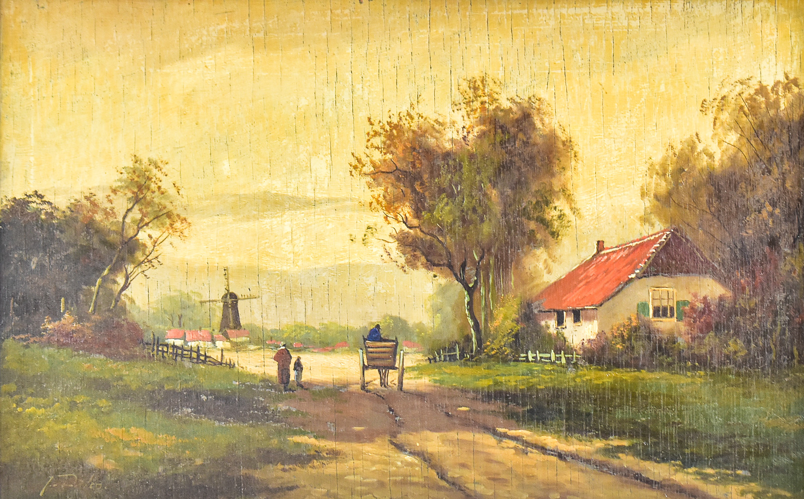 J. DALEN 'DUTCH COUNTRYSIDE LANDSCAPE' OIL PAINTING