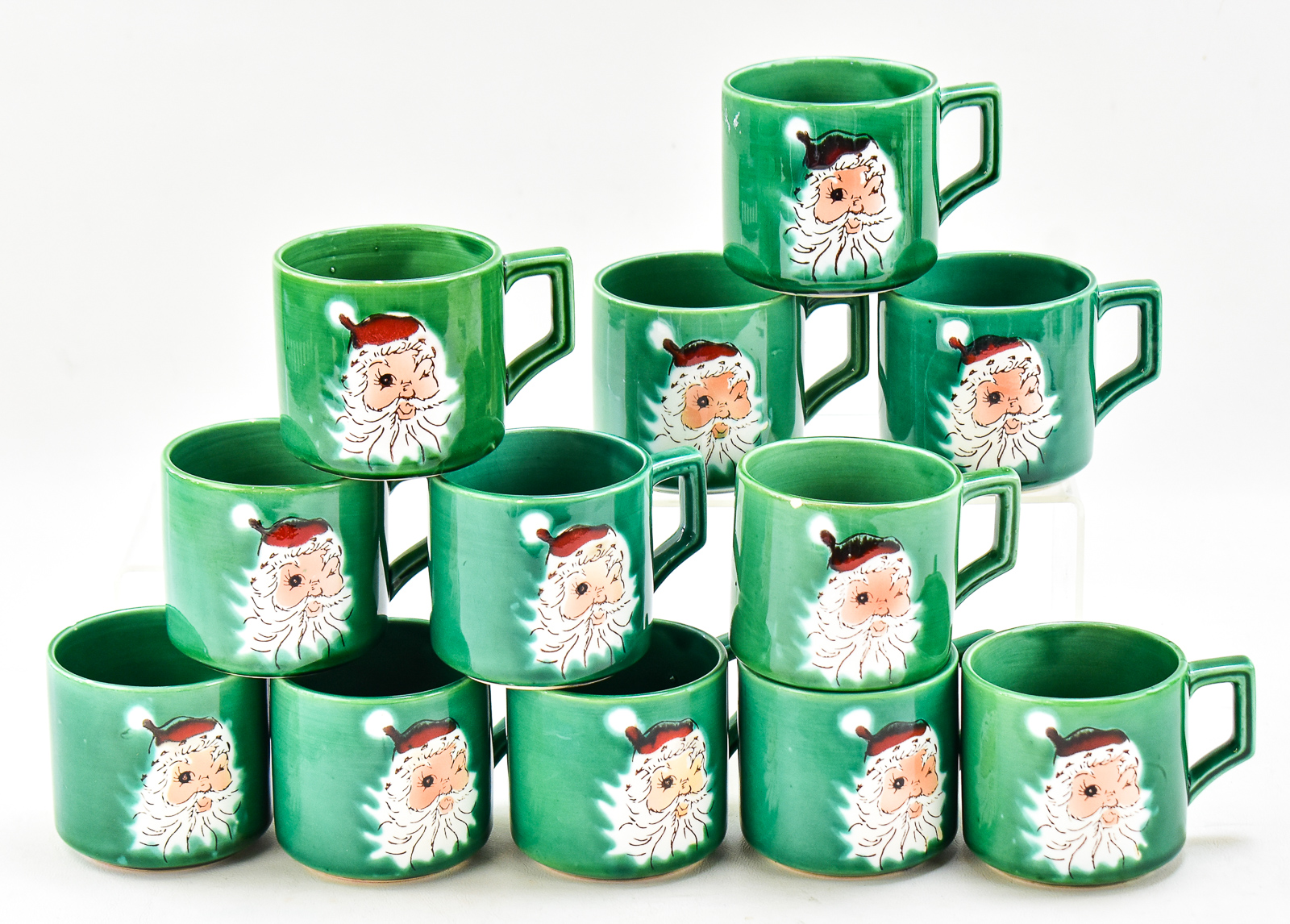WALES JAPAN WINKING SANTA MUGS SET OF TWELVE