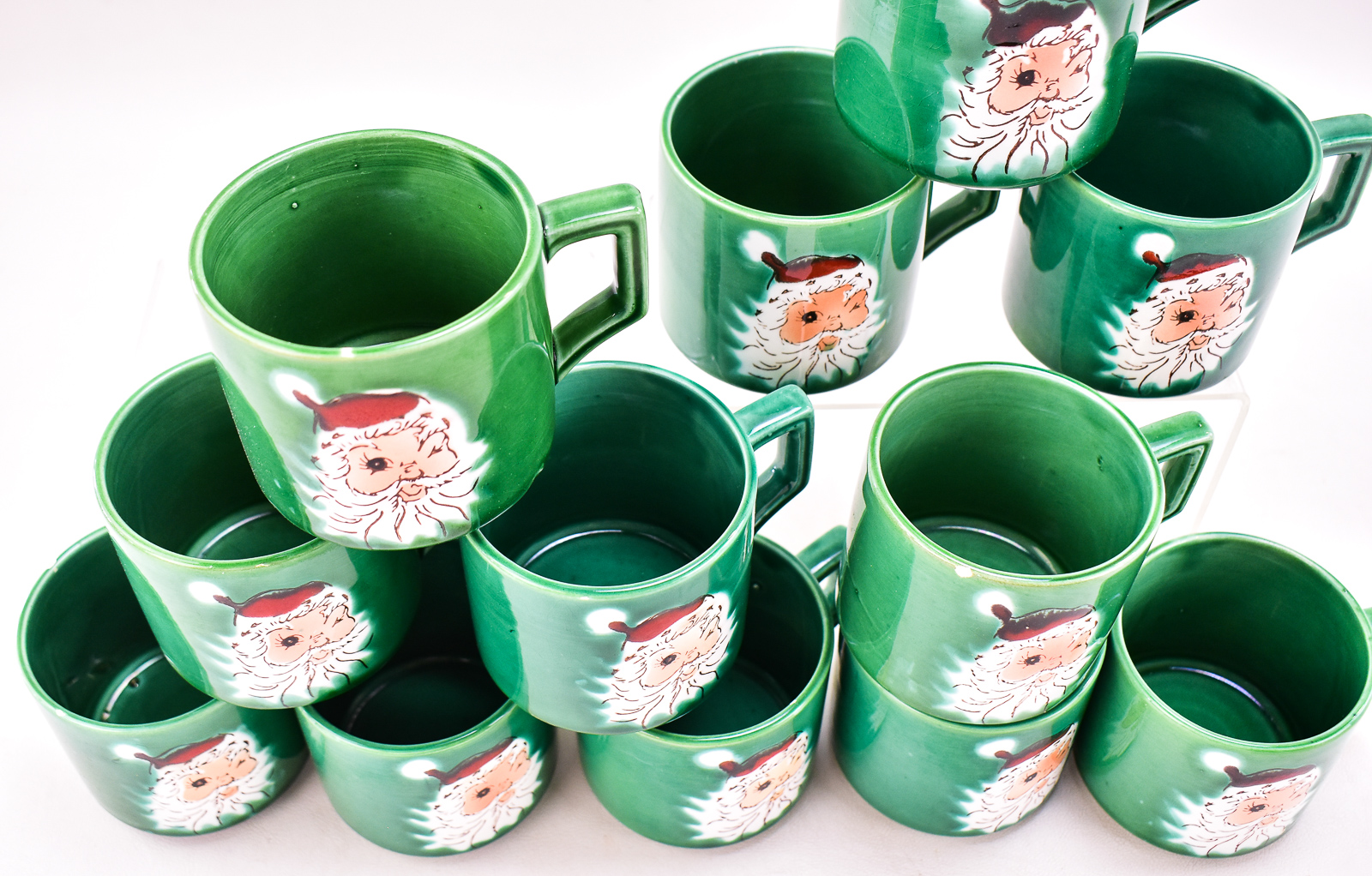 WALES JAPAN WINKING SANTA MUGS SET OF TWELVE
