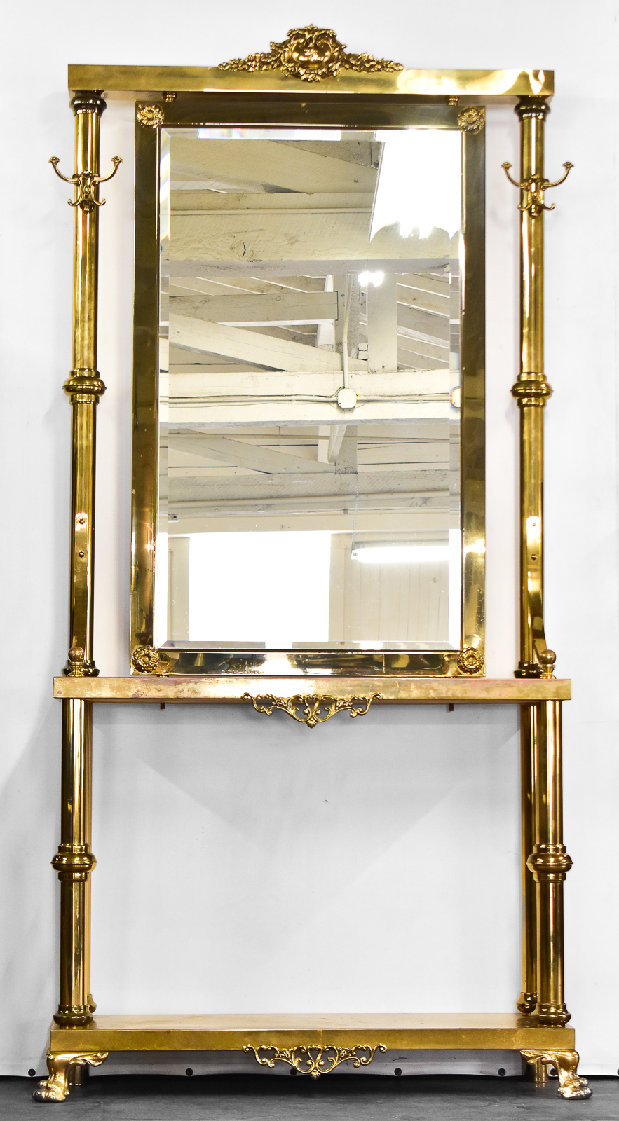 HOLLYWOOD REGENCY STYLE BRASS HALL TREE