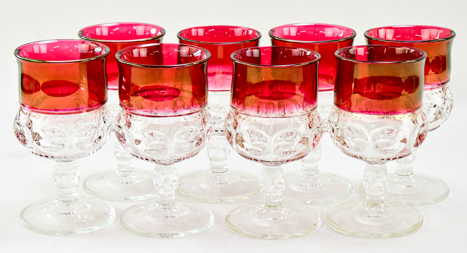 TIFFIN "KING'S CROWN" GOBLETS & CANDY DISH