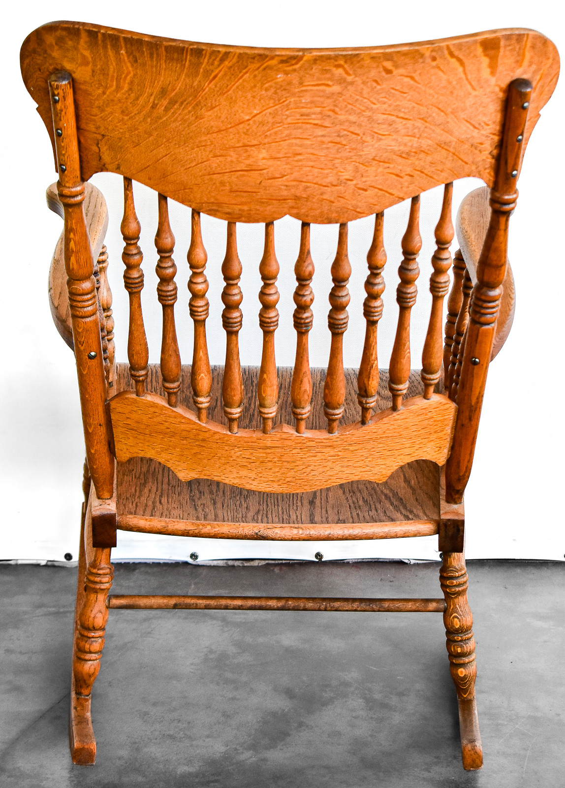 AMERICAN PRESSED BACK OAK ROCKING CHAIR