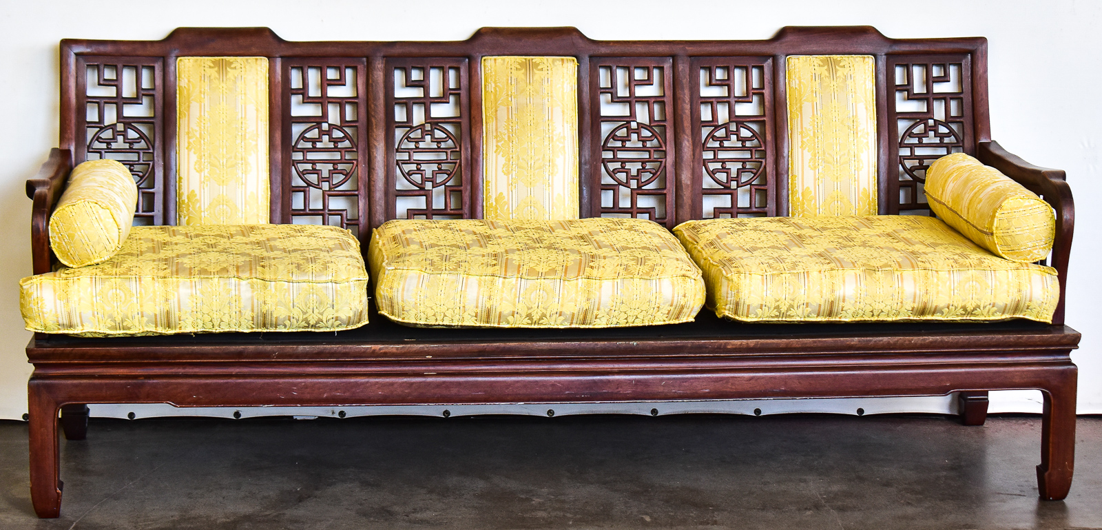 ASIAN CARVED ROSEWOOD LONG SOFA