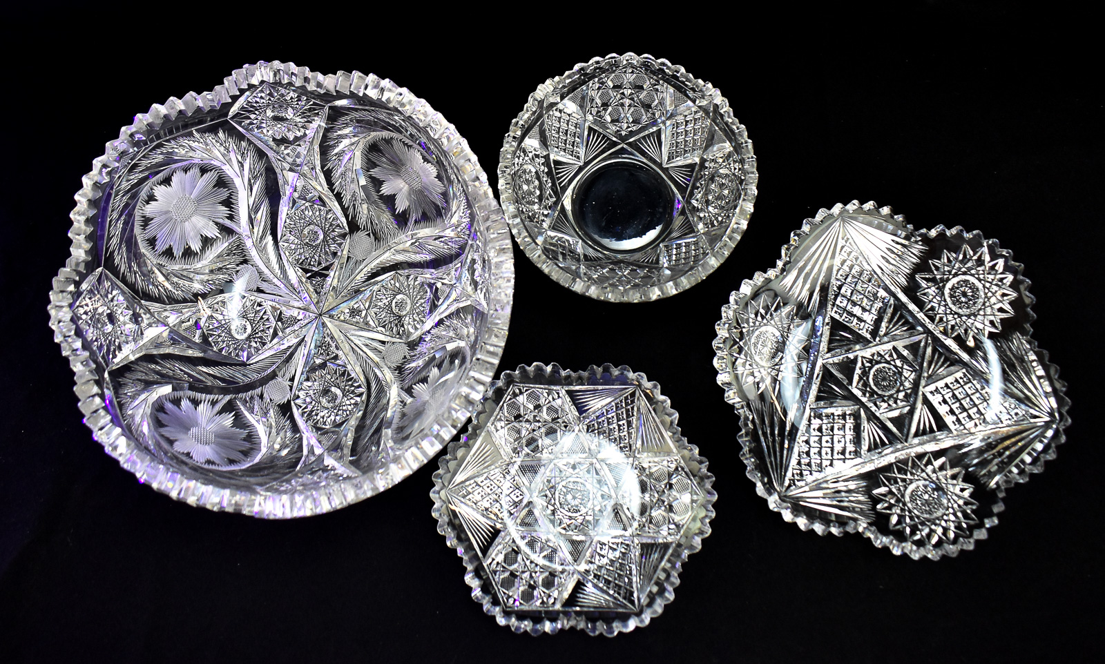 AMERICAN BRILLIANT PERIOD GLASS DISHES AND BOWLS