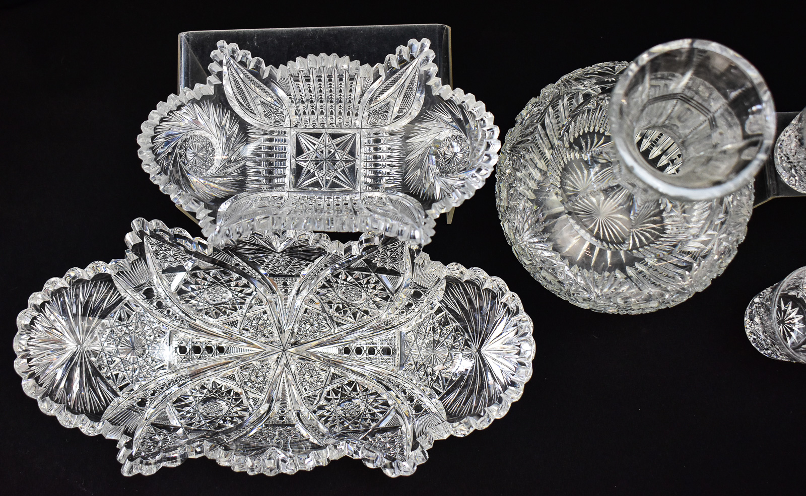 AMERICAN BRILLIANT PERIOD CUT GLASS ASSORTMENT: LIBBEY, PITKIN & BROOKS