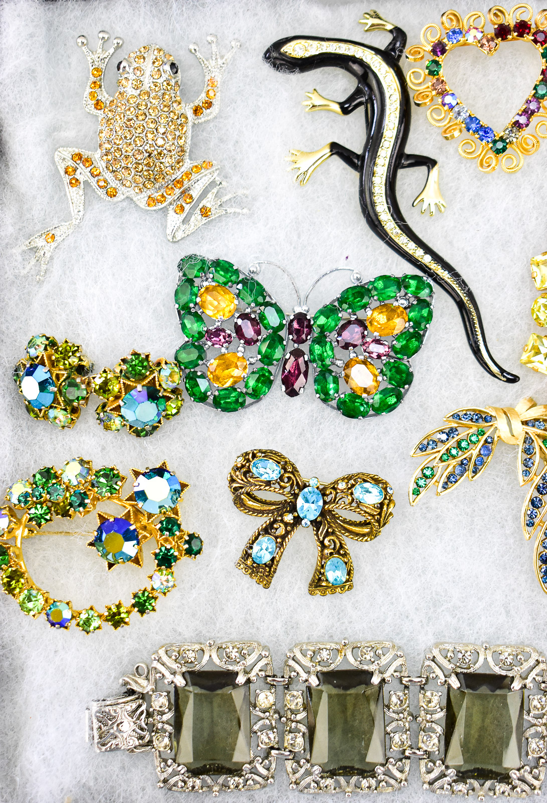 RHINESTONE JEWELRY ASSORMENT; SARAH COVENTRY, TORTOLANI, TRILARI, ETC.