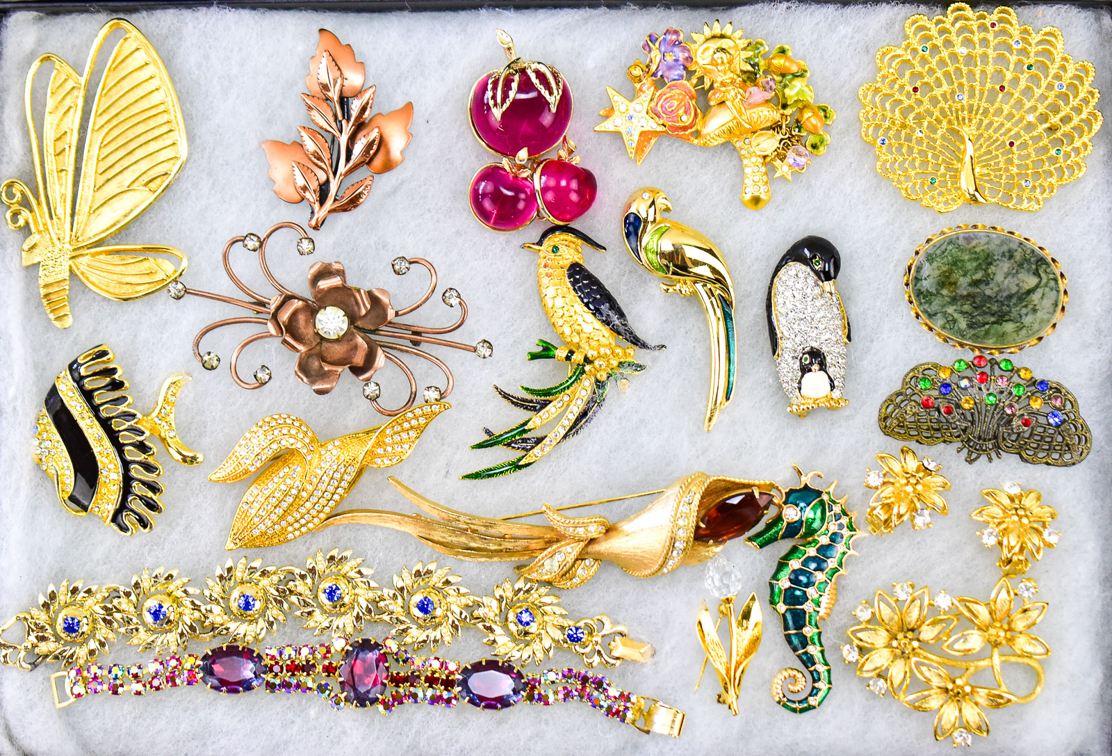 COSTUME JEWELRY ASORTMENT; RENOIR, SWAROVSKI, PARKLANE, ETC
