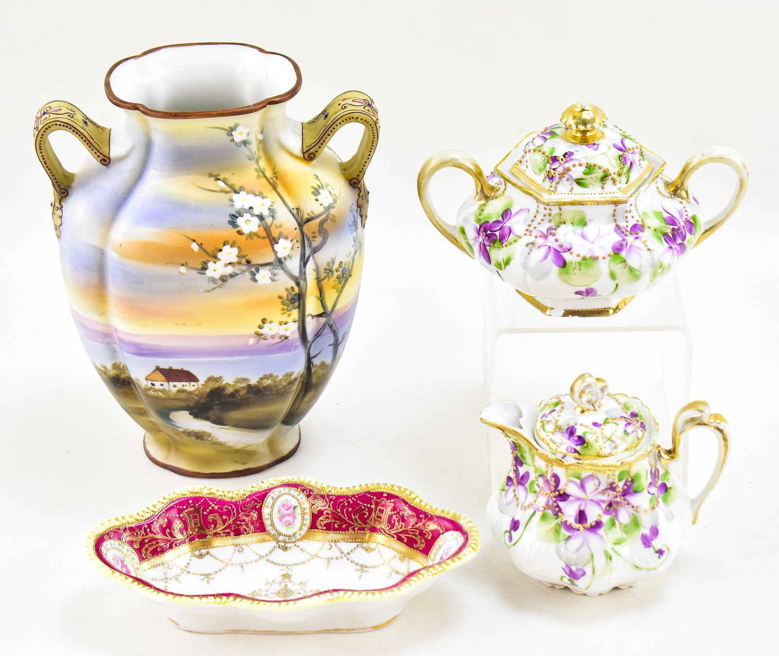 ASSORTMENT OF HAND-PAINTED NIPPON PORCELAIN