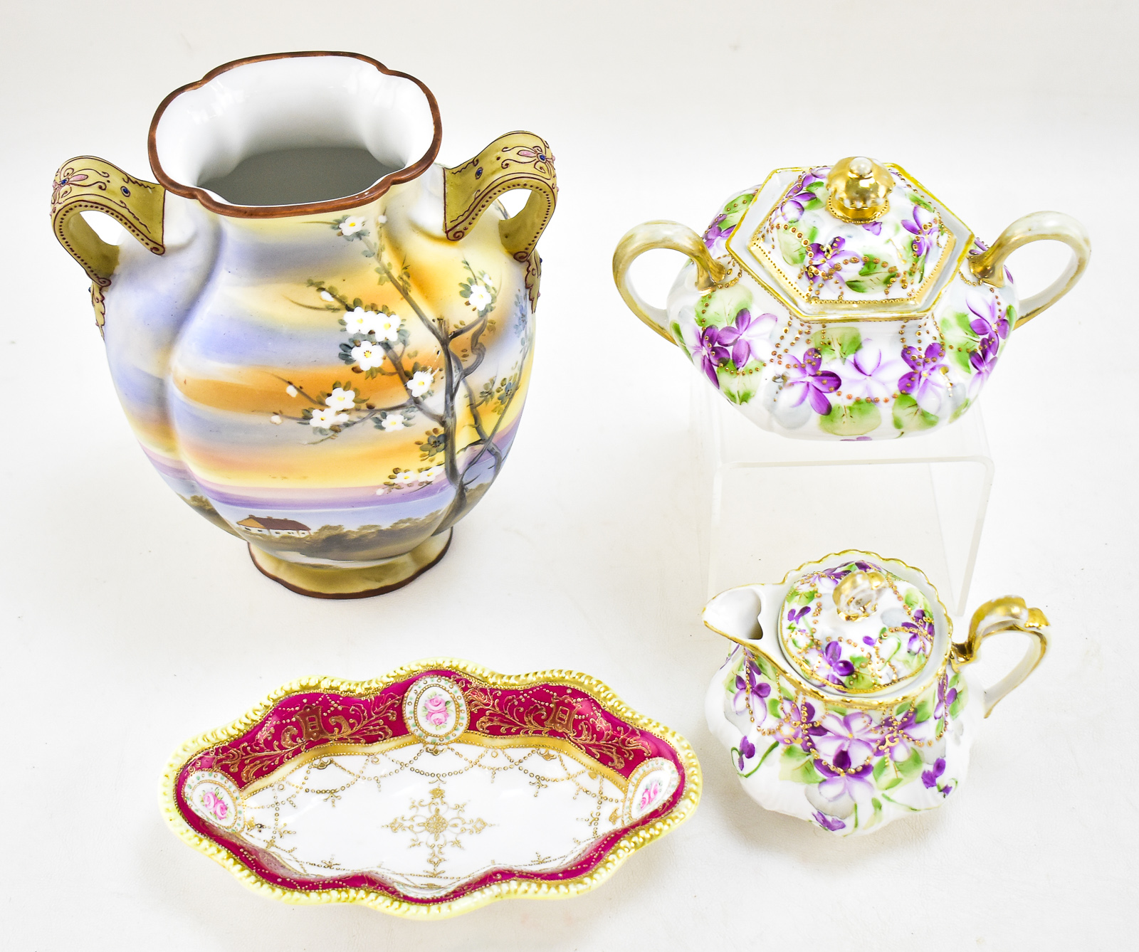 ASSORTMENT OF HAND-PAINTED NIPPON PORCELAIN