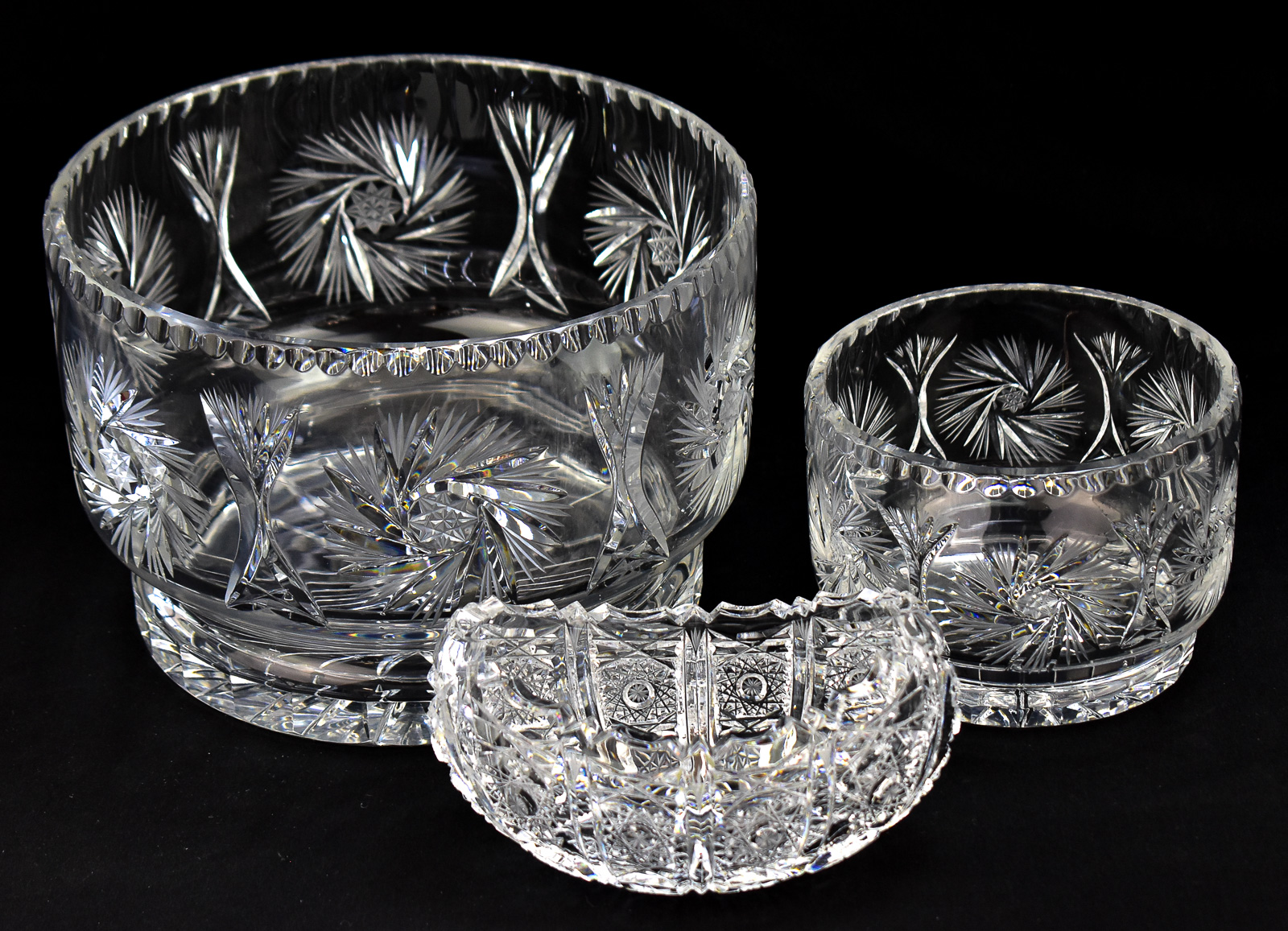 THREE AMERICAN BRILLIANT PERIOD CUT-CRYSTAL BOWLS