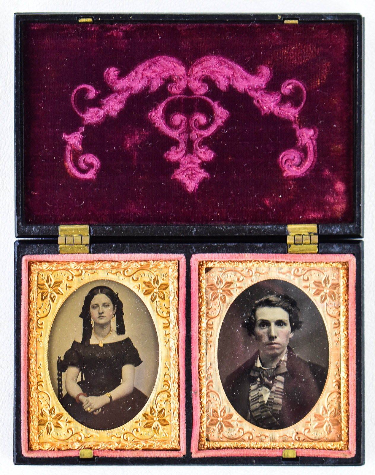 DUAL AMBROTYPE PORTRAITS; LITTLEFIELD, PARSONS & COMPANY CASE