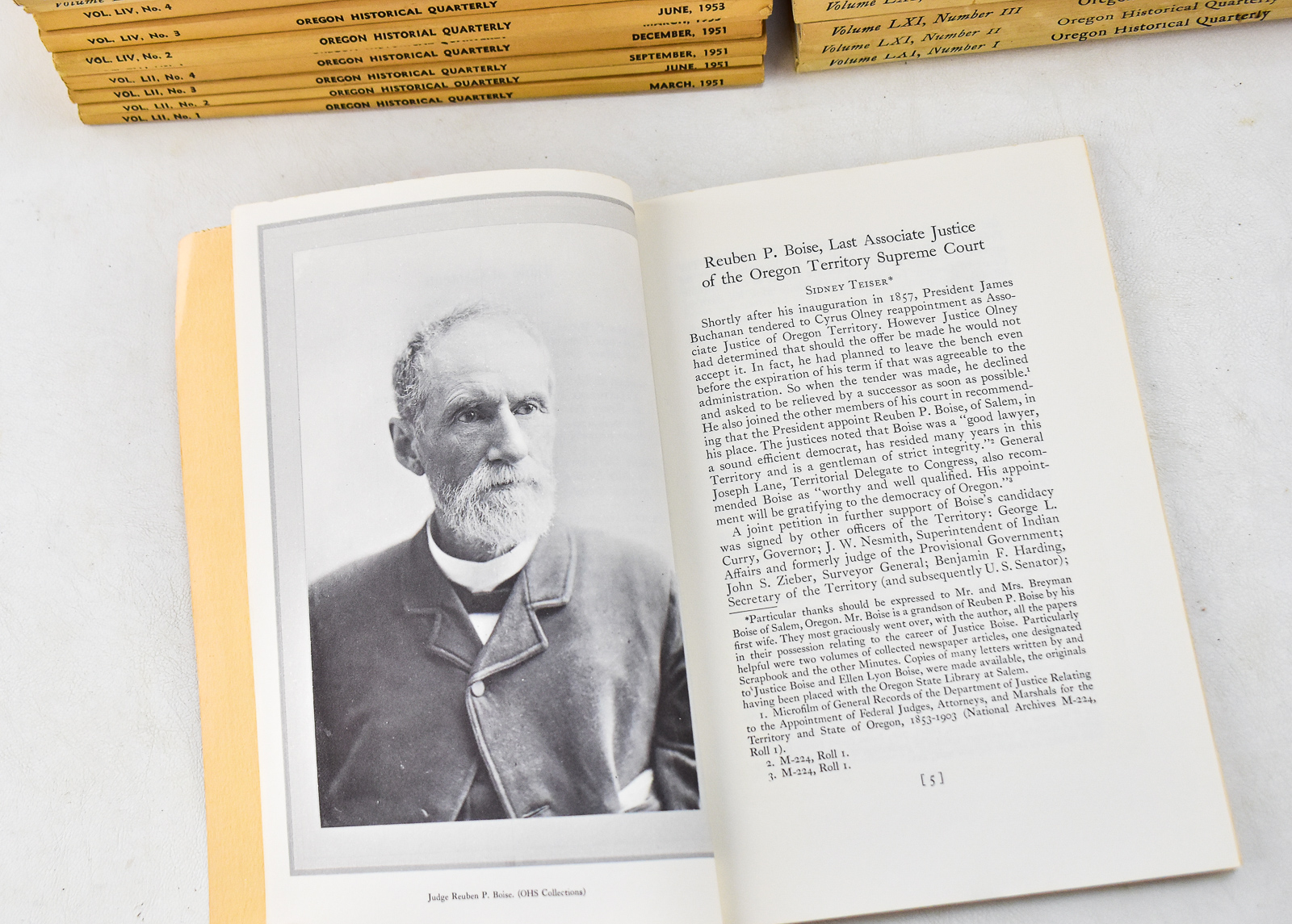 OREGON HISTORICAL QUARTERLY FROM YEARS 1951, 1953, 1958, 1960, & 1965
