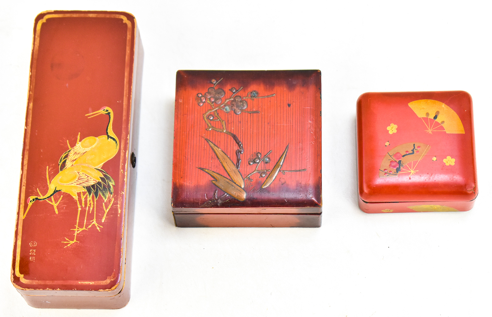 THREE JAPANESE LACQUERED WOOD BOXES