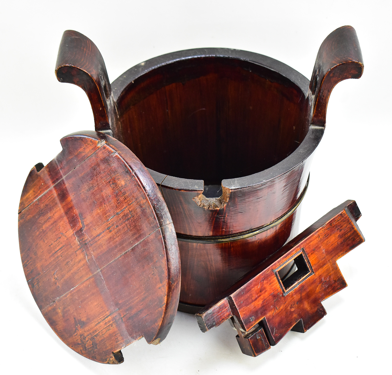 CHINESE WATER/RICE BUCKET W/ PUZZLE LID
