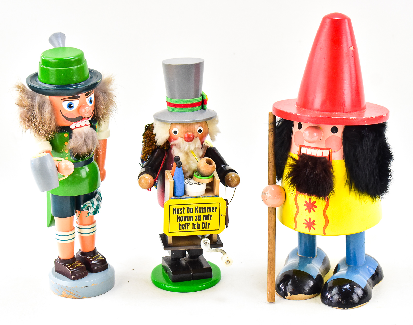 GERMAN CARVED WOODEN NUTCRACKERS & INCENSE SMOKER