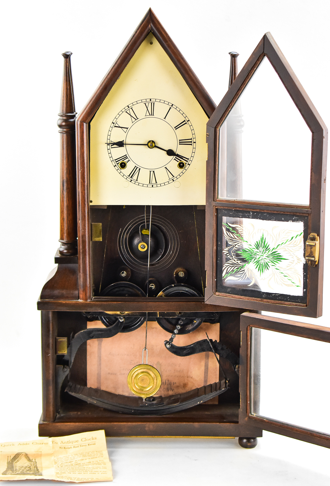 BIRGE & FULLER 8-DAY WAGON SPRING DOUBLE-STEEPLE SHELF CLOCK, C. 1845