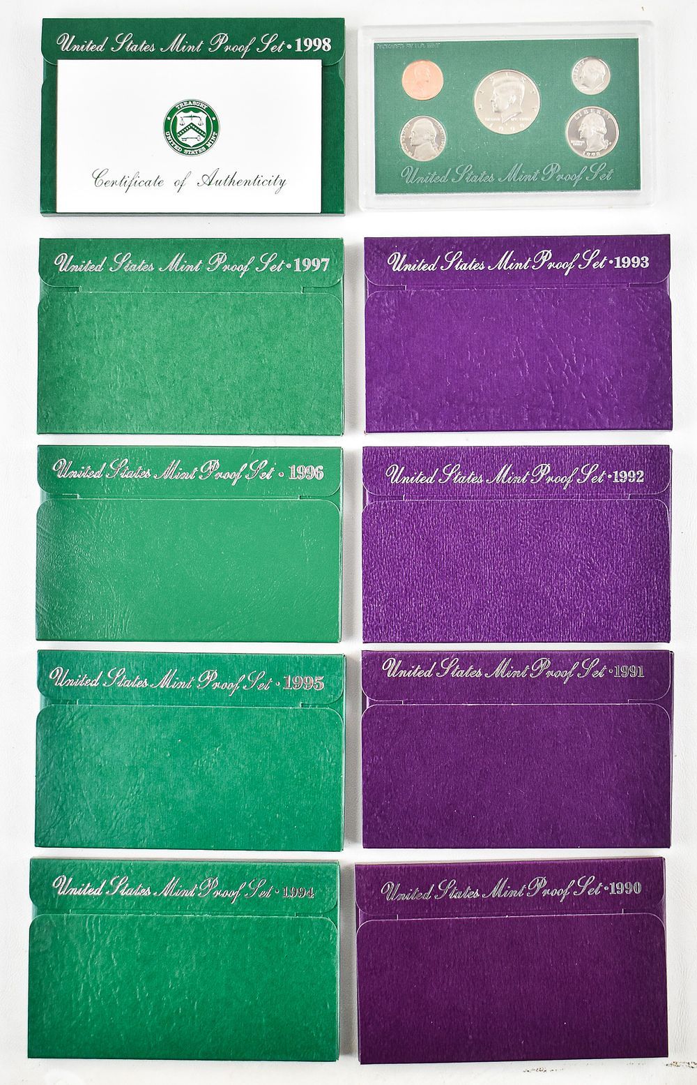 9 U.S. PROOF SETS FROM THE 1990s
