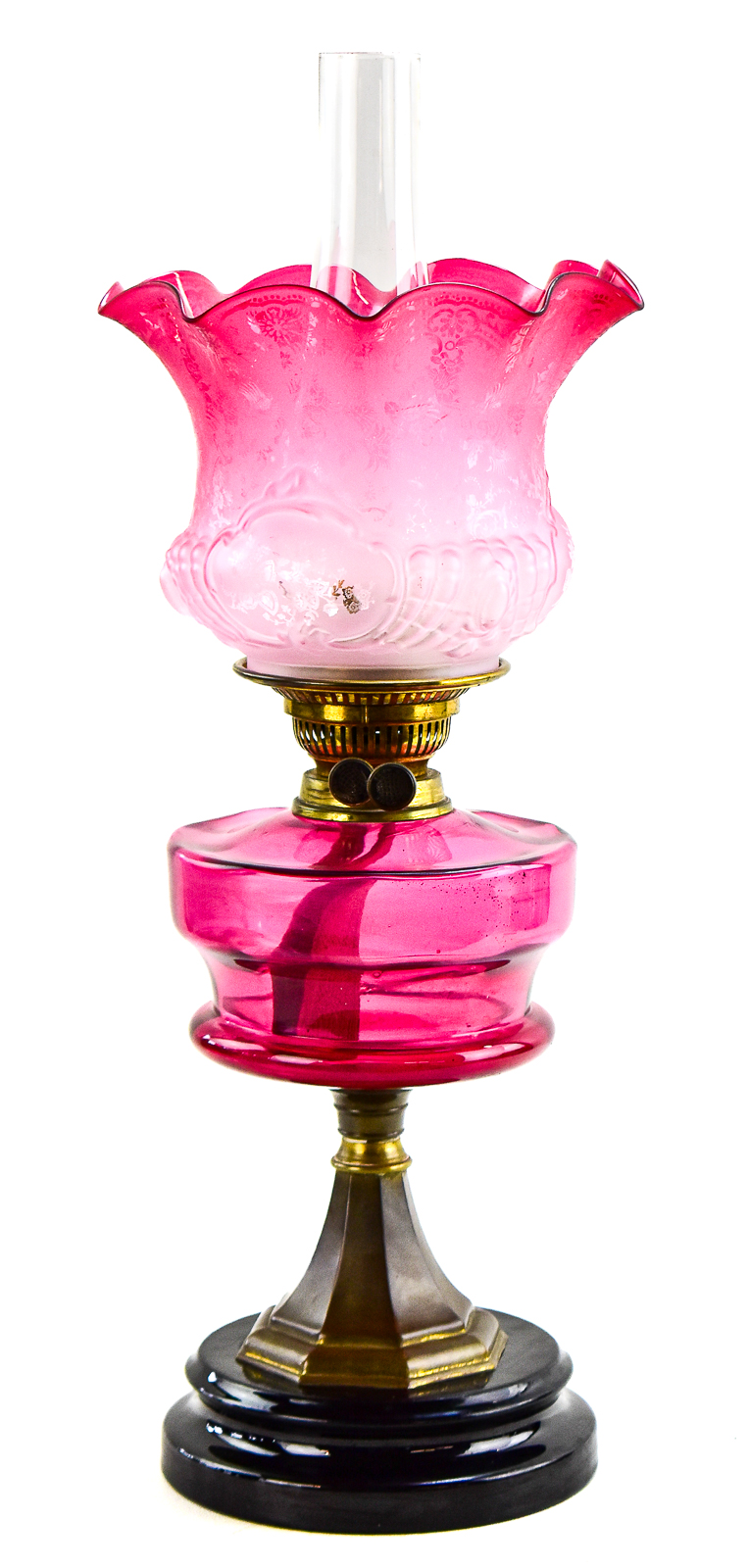 CRANBERRY GLASS OIL LAMP