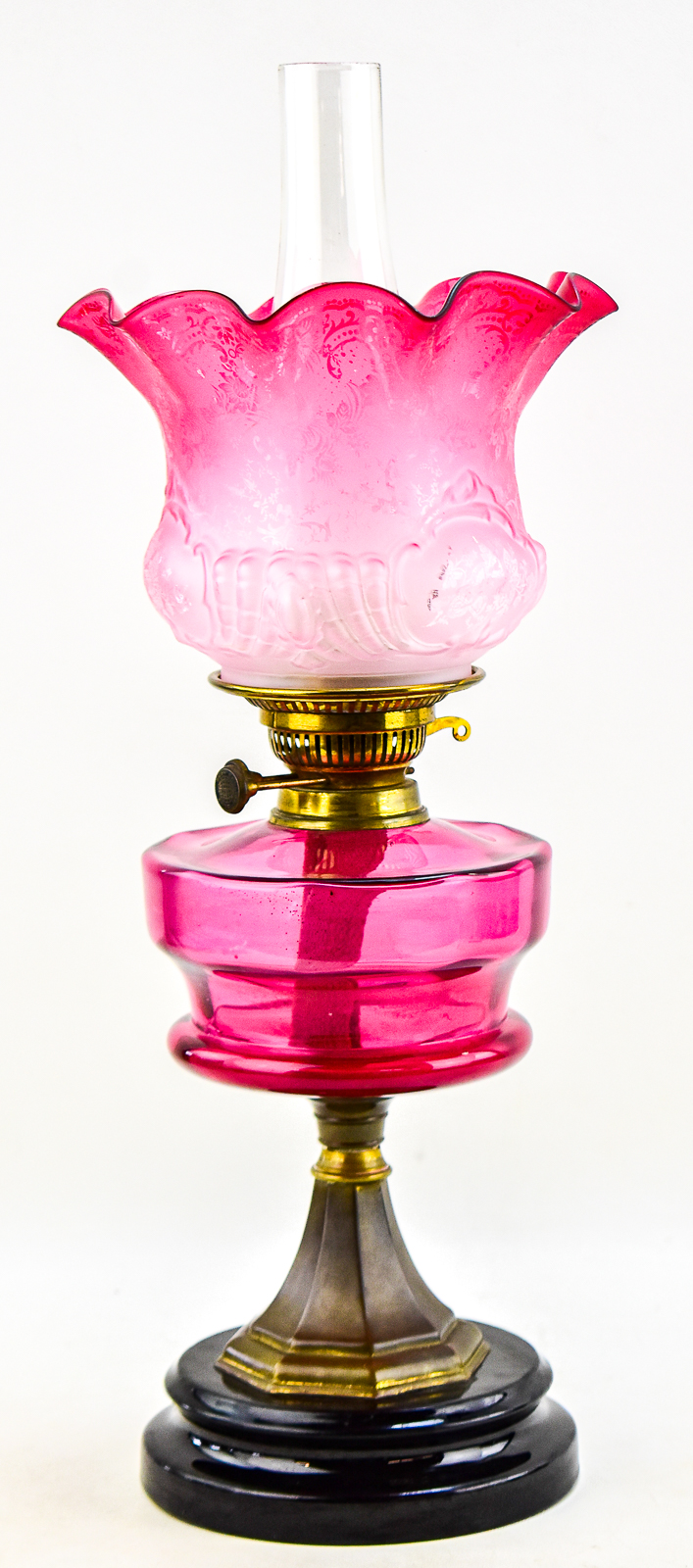 CRANBERRY GLASS OIL LAMP