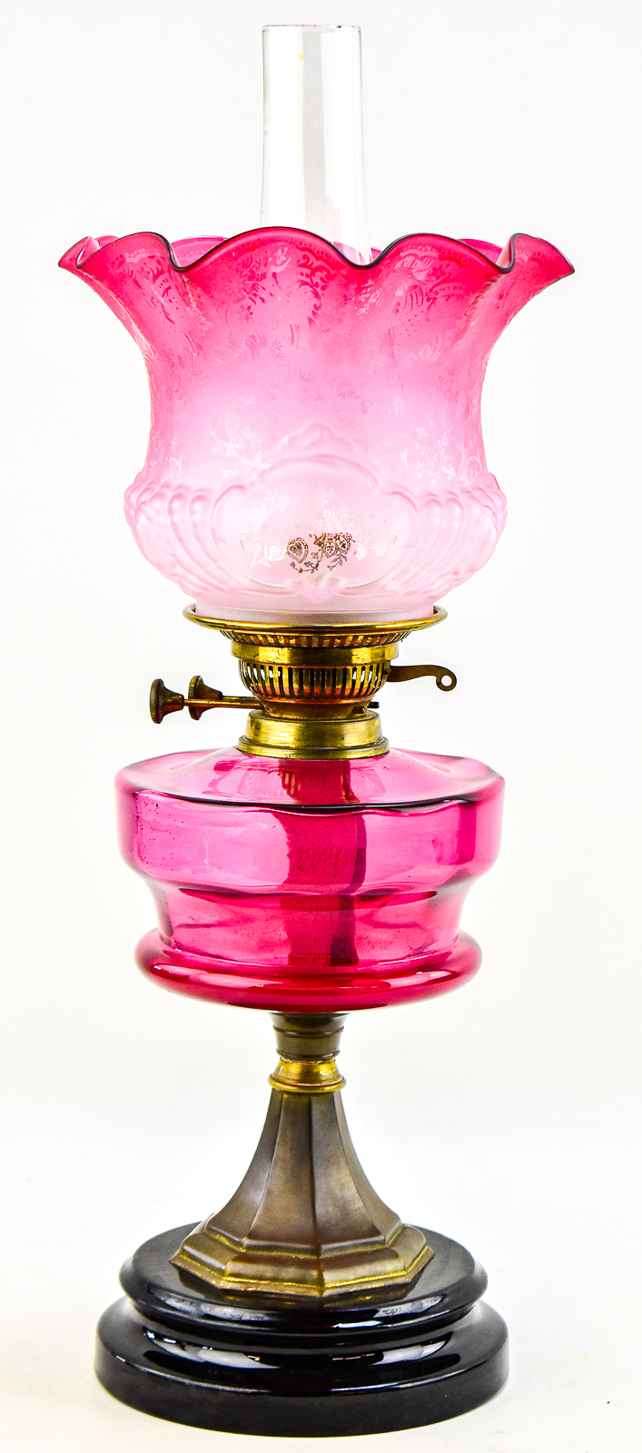 CRANBERRY GLASS OIL LAMP