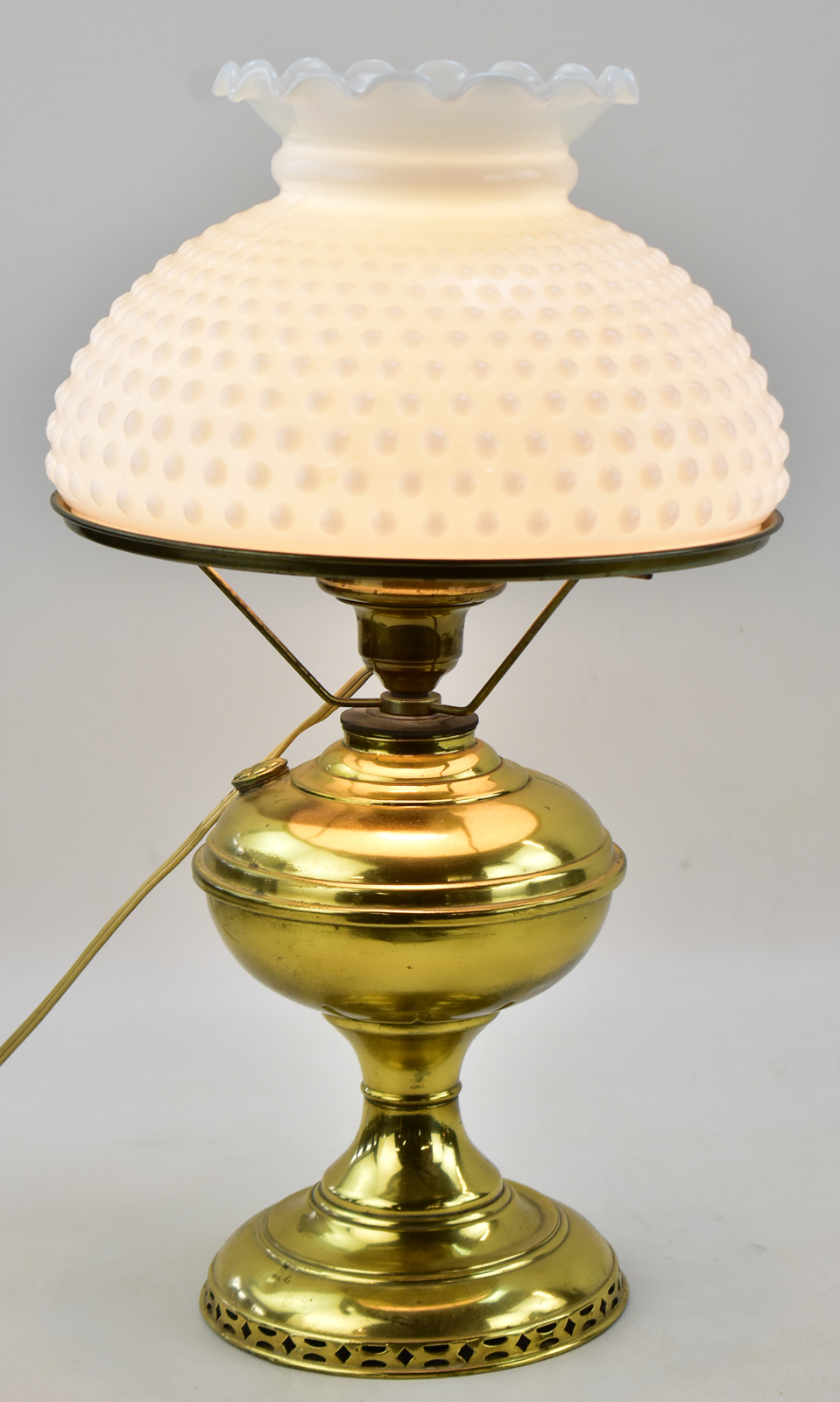 ELECTRIFIED BRASS HURRICANE STYLE PARLOR LAMP