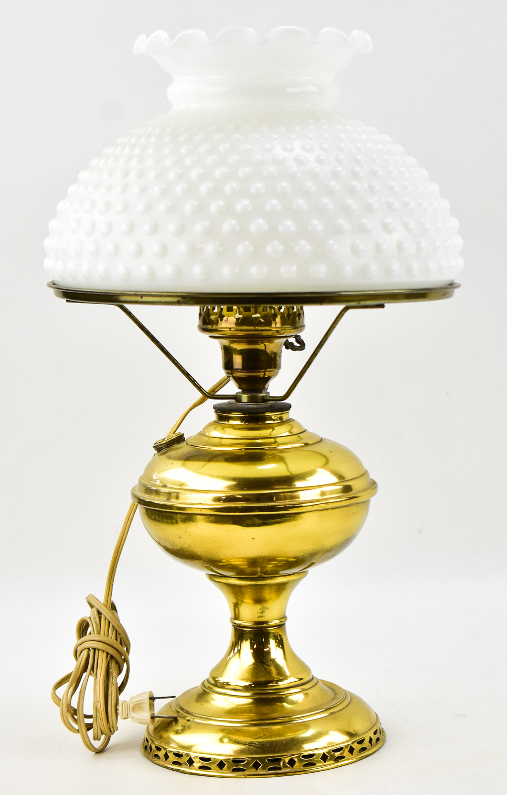 ELECTRIFIED BRASS HURRICANE STYLE PARLOR LAMP