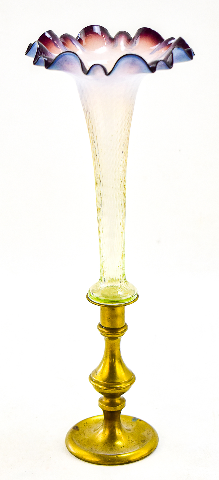 OPALESCENT GLASS TRUMPET VASE