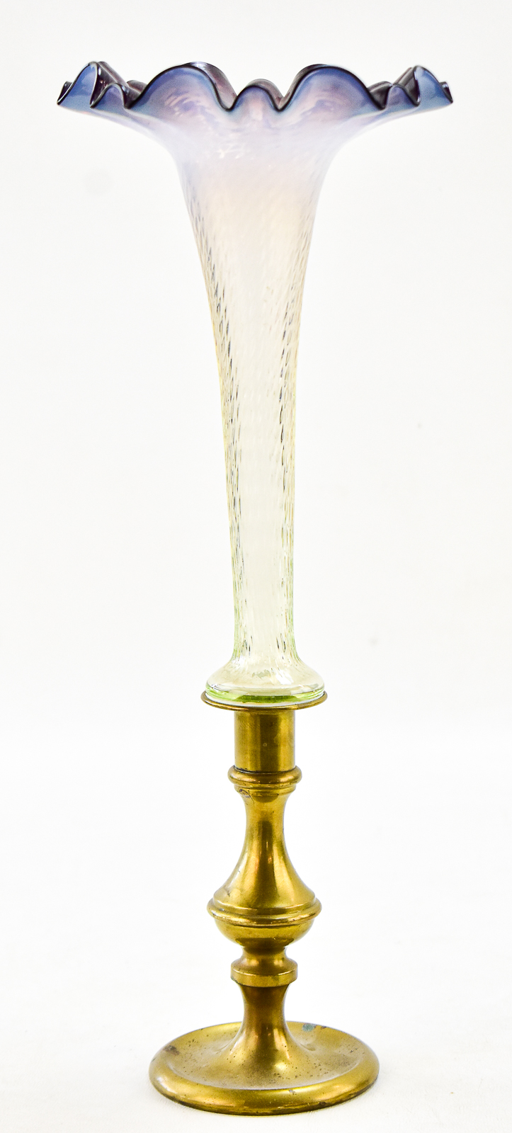 OPALESCENT GLASS TRUMPET VASE