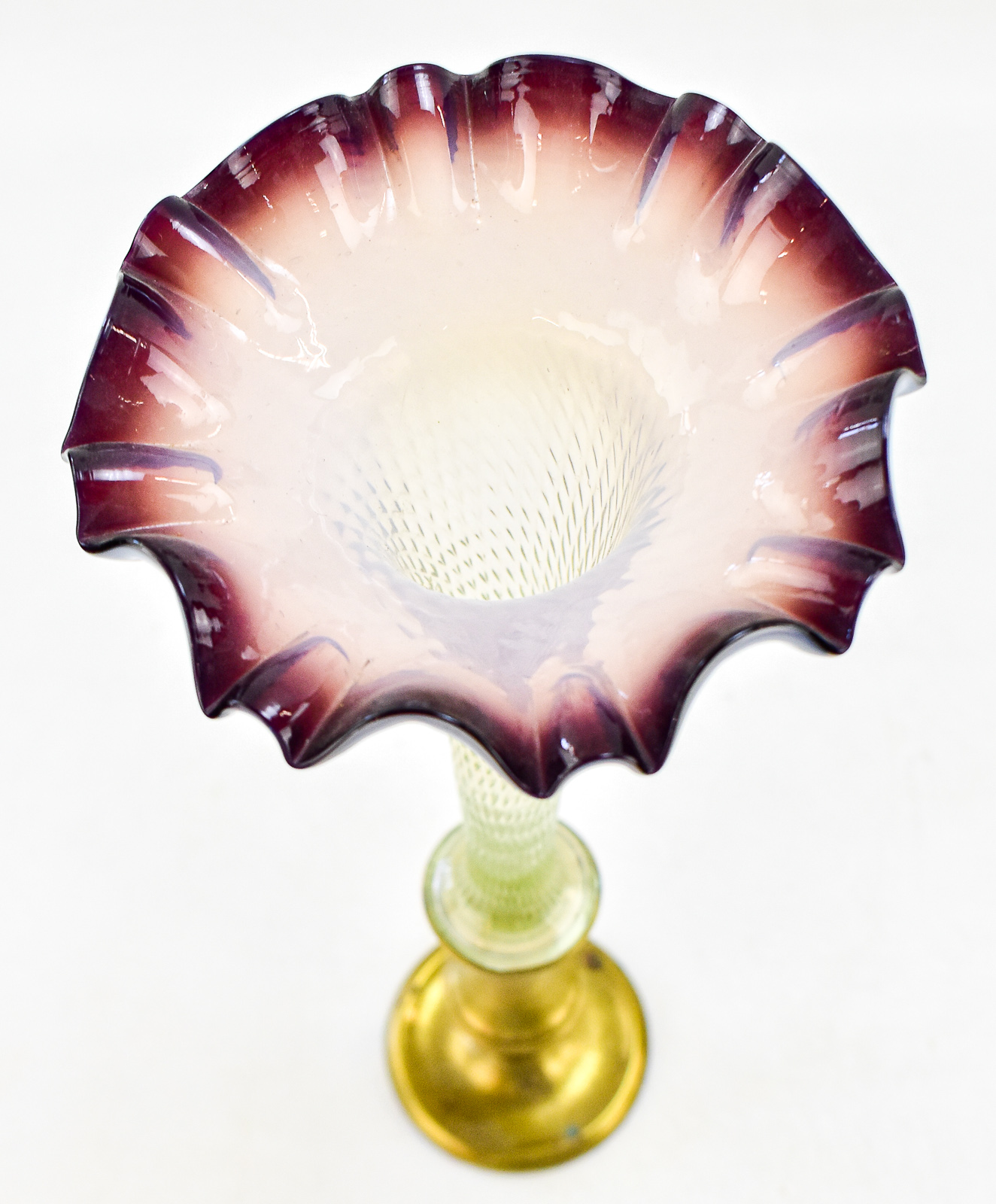 OPALESCENT GLASS TRUMPET VASE