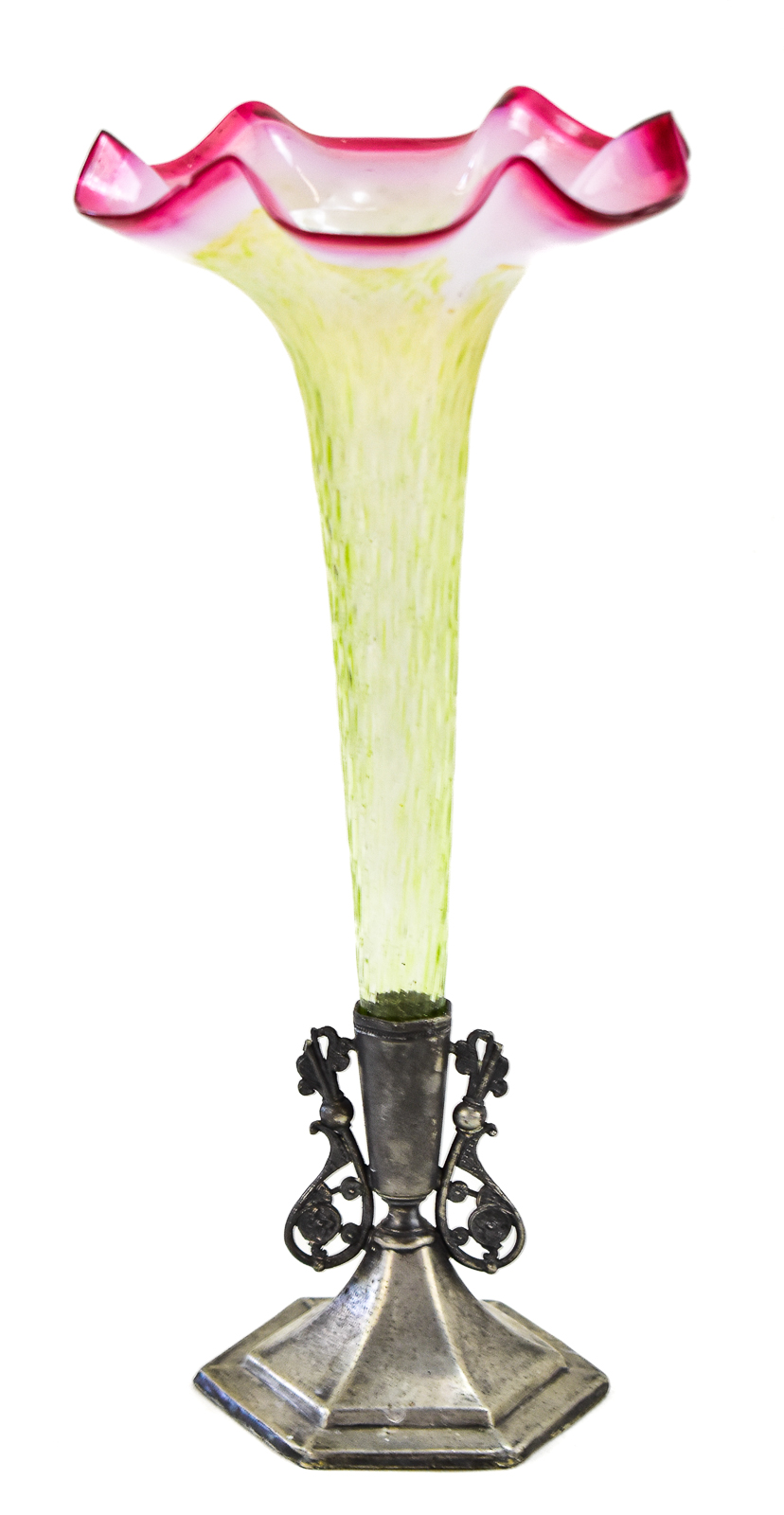 SINGLE TRUMPET EPERGNE HORN VASE; E.G. WEBSTER & SON SILVER BASE