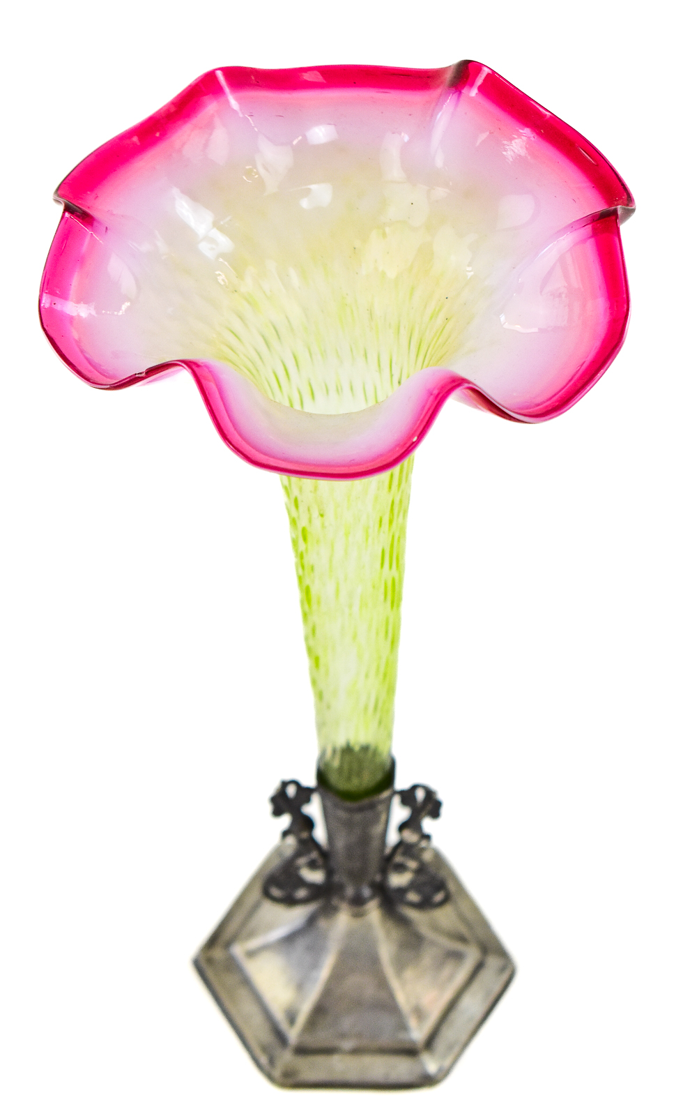SINGLE TRUMPET EPERGNE HORN VASE; E.G. WEBSTER & SON SILVER BASE